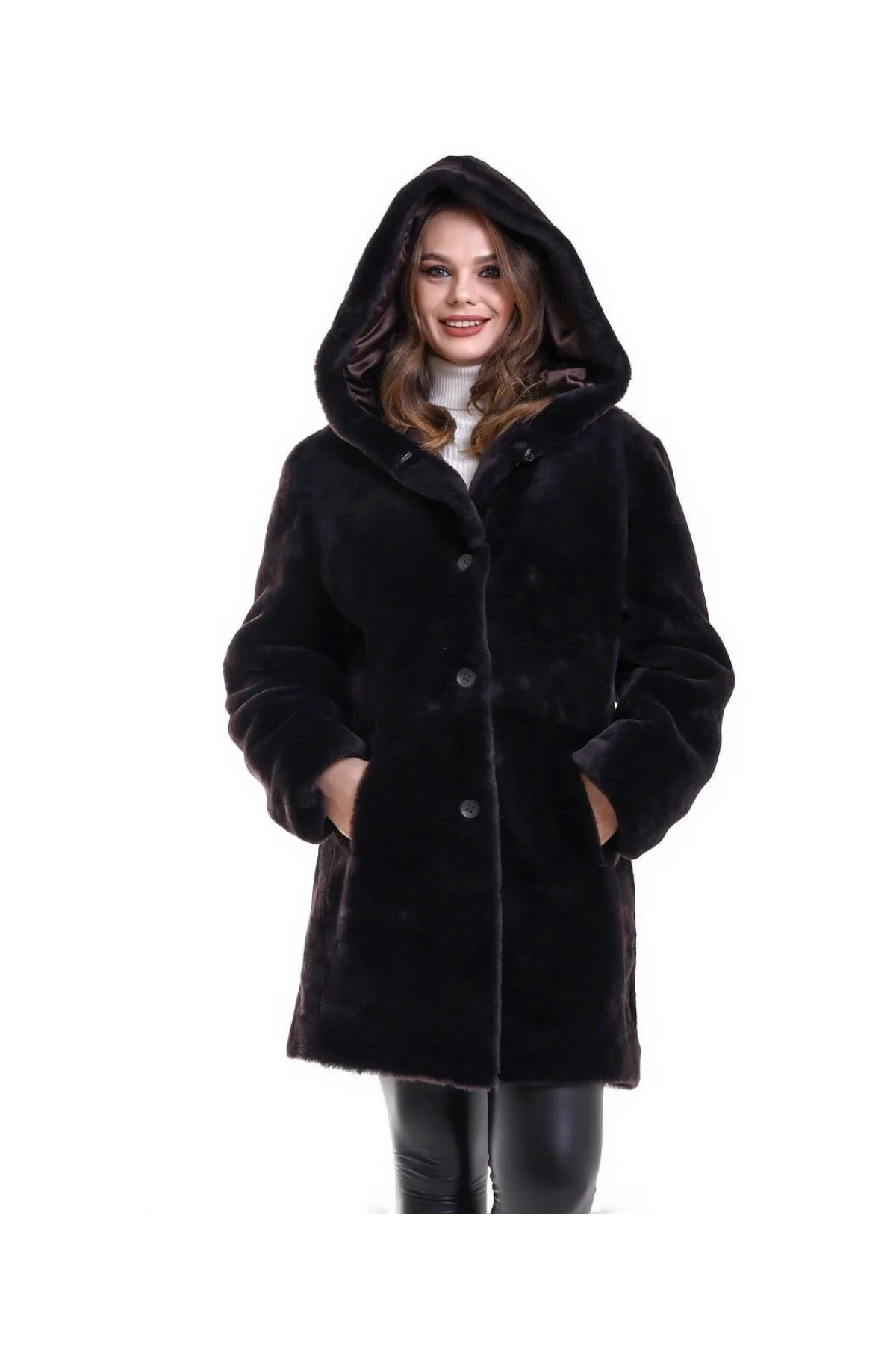 Kadın Reks Kapüşonlu - Kahverengi