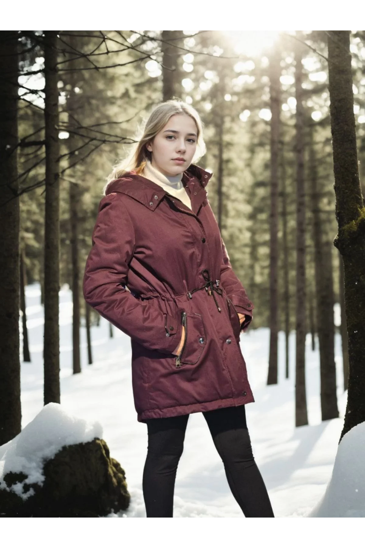 Kadın Uzun Kollu Hakiki Deri Ceket - Bordo