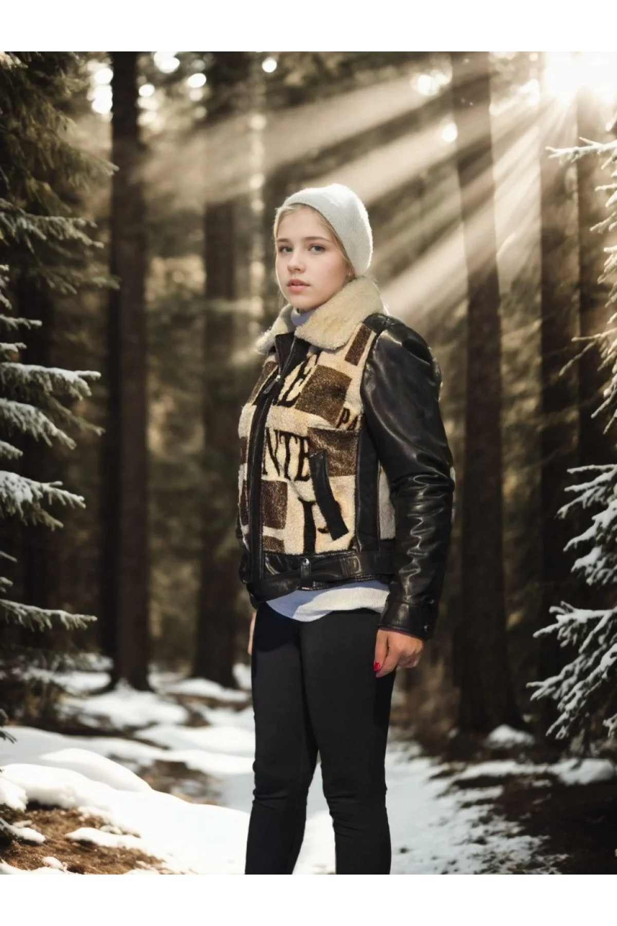 Kadın Uzun Kollu Hakiki Deri Kürk - Siyah