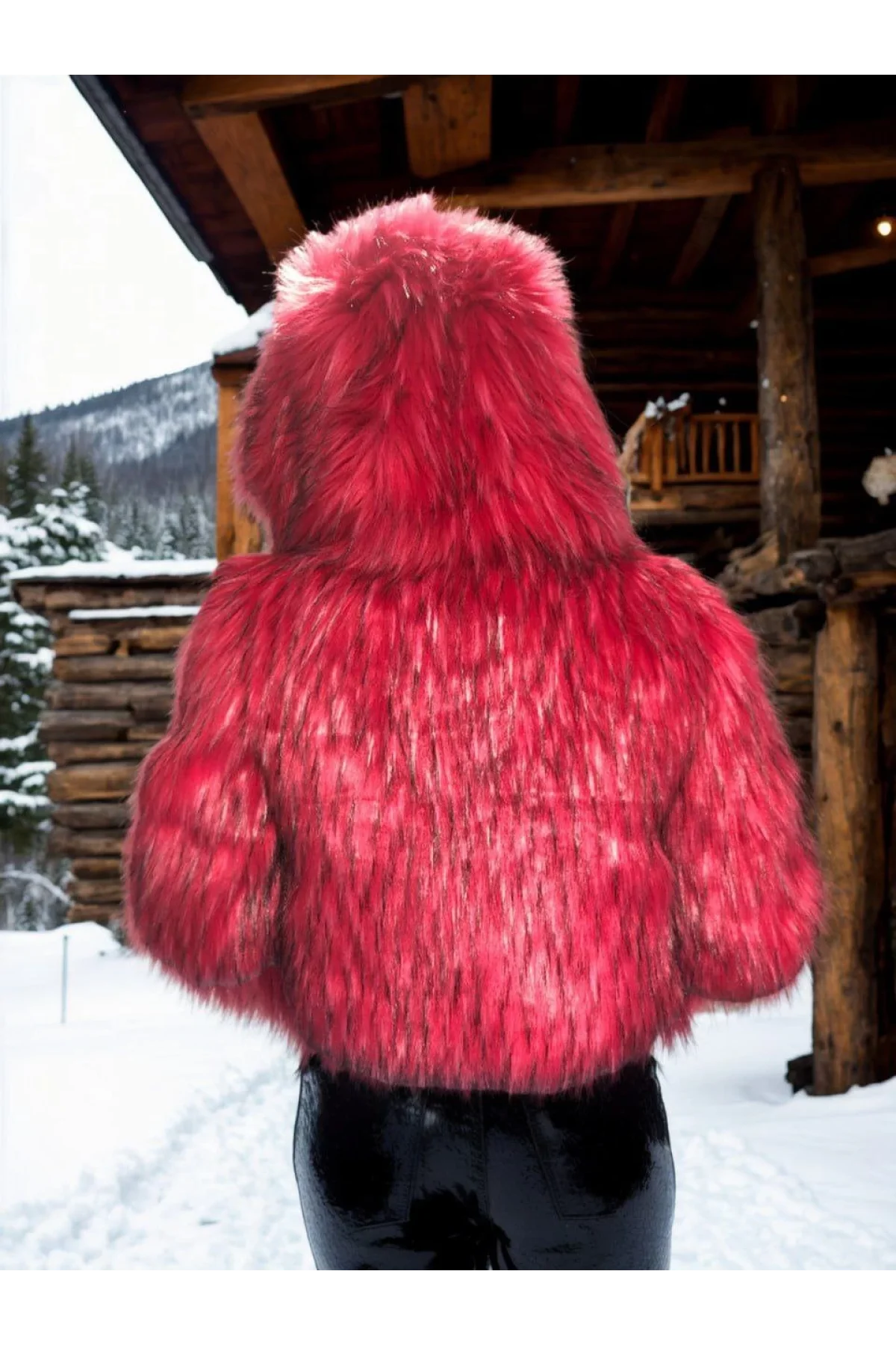 Kadın Uzun Kollu Kürk - Bordo