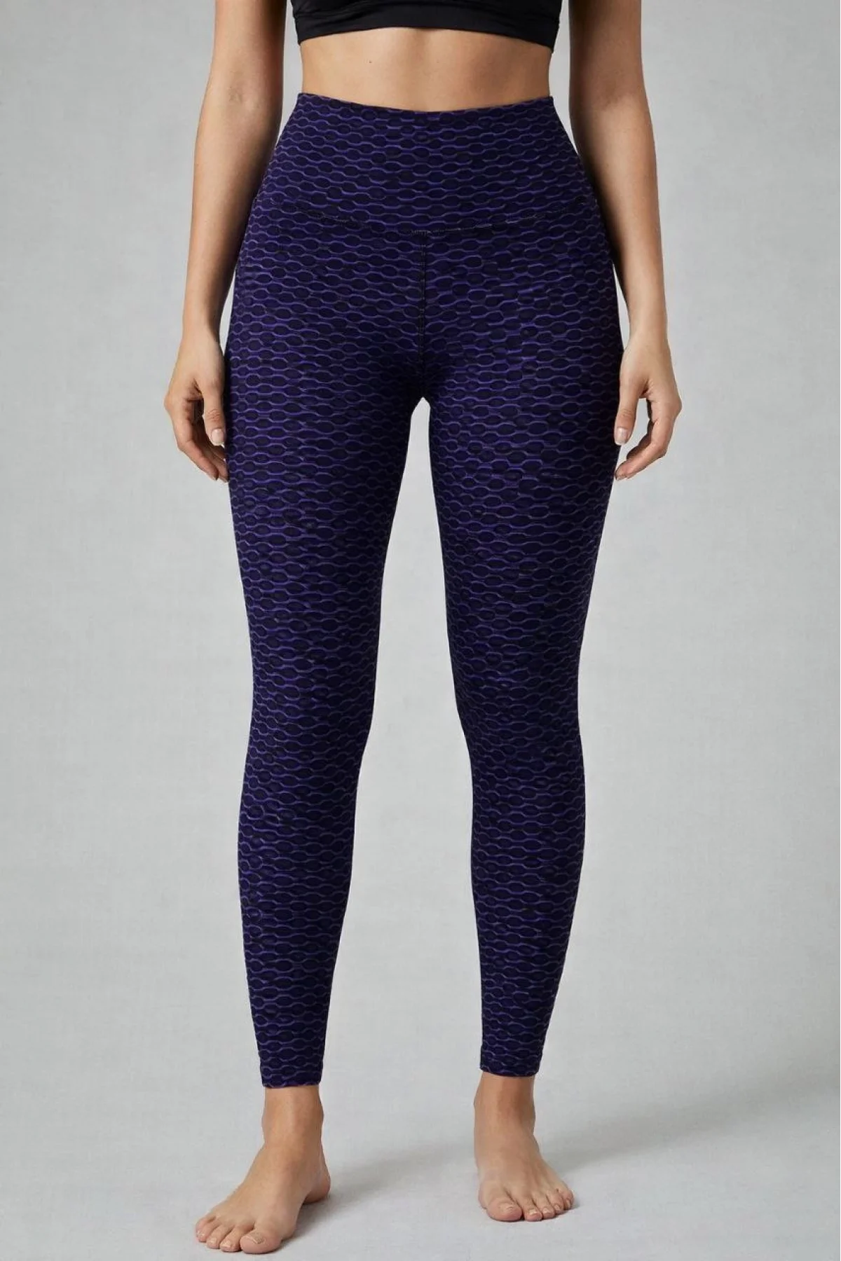 Kadın Yüksek Bel Toparlayıcı Likralı Büzgülü Tayt - Mavi