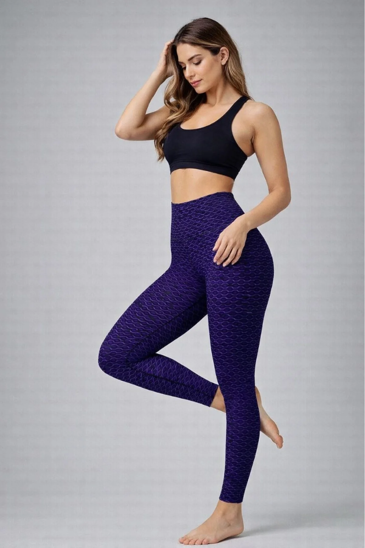 Kadın Yüksek Bel Toparlayıcı Likralı Büzgülü Tayt - Mavi