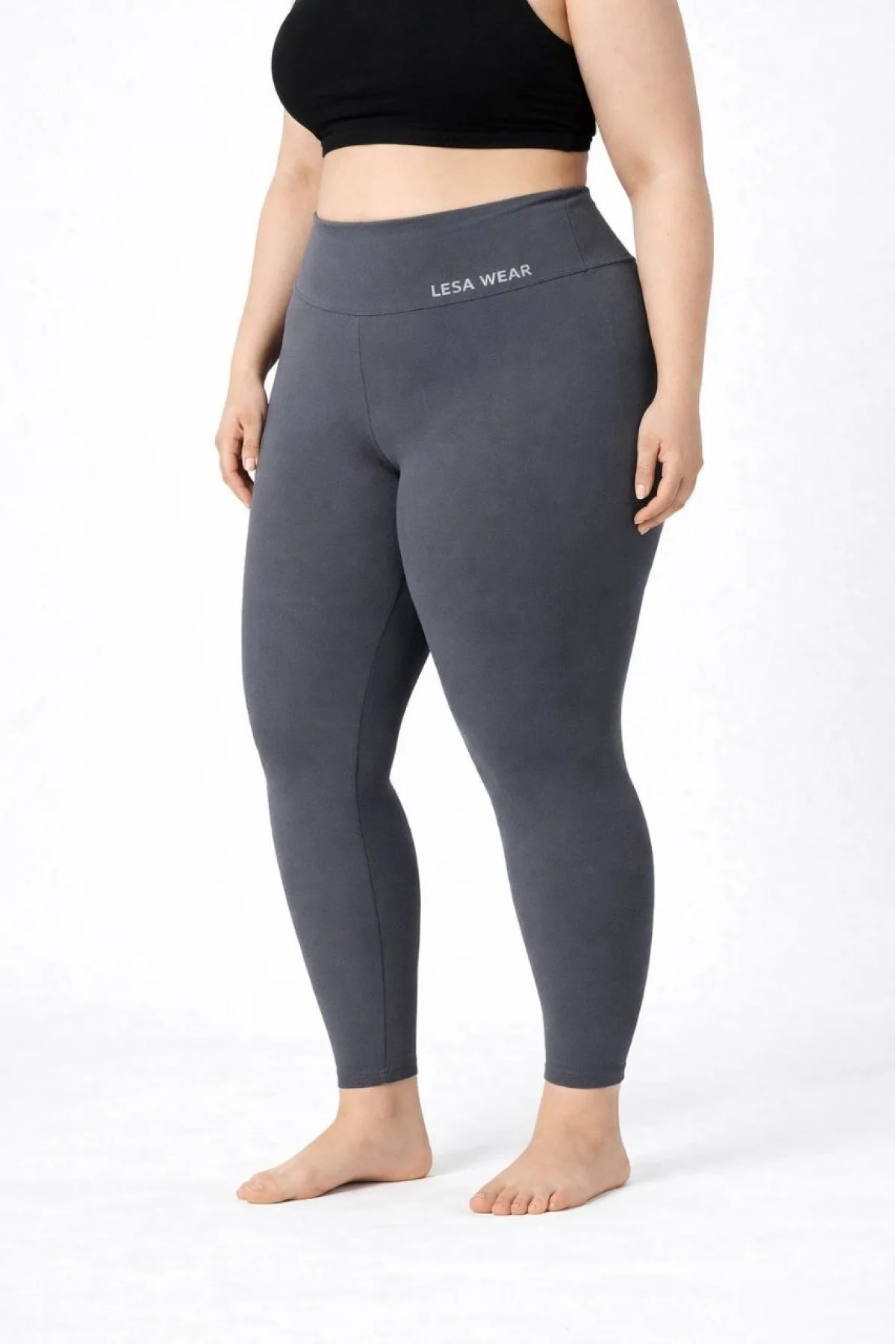 Kadın Yüksek Bel Toparlayıcı Likralı dalgıç Spor Tayt  Esnek Battal Büyük Beden - Füme