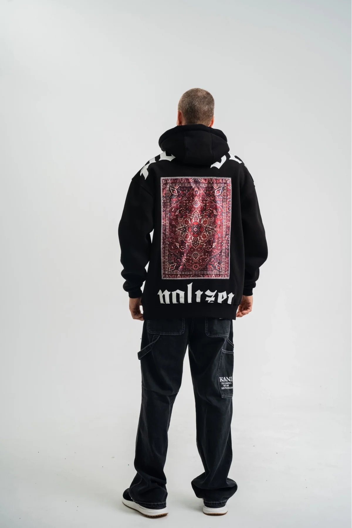 Kapşonlu Double Oversize Dijital Patchli SweatShirt - Siyah