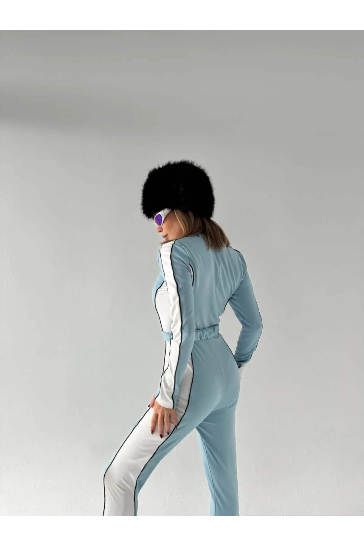 Kemer Detaylı Fermuarlı Tulum - Bebe Mavisi