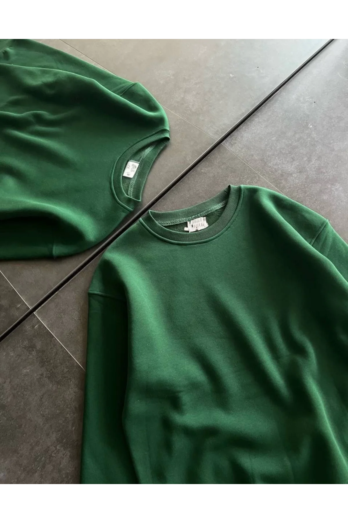 Kadın Kışlık Bisiklet Yaka Üç İplik Basic SweatShirt - Haki