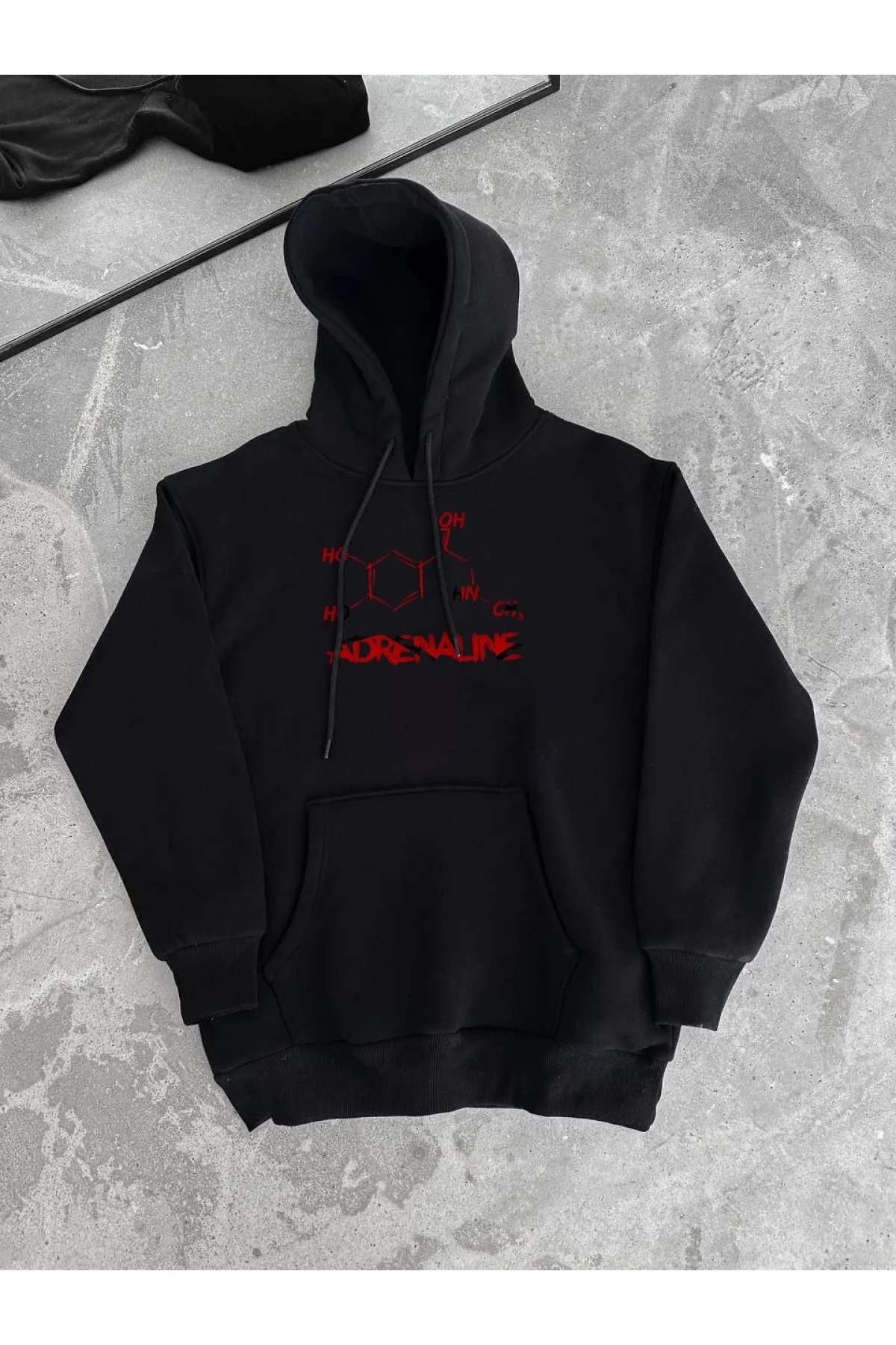 Kışlık Uzun Kol Kapüşonlu SweatShirt - Siyah