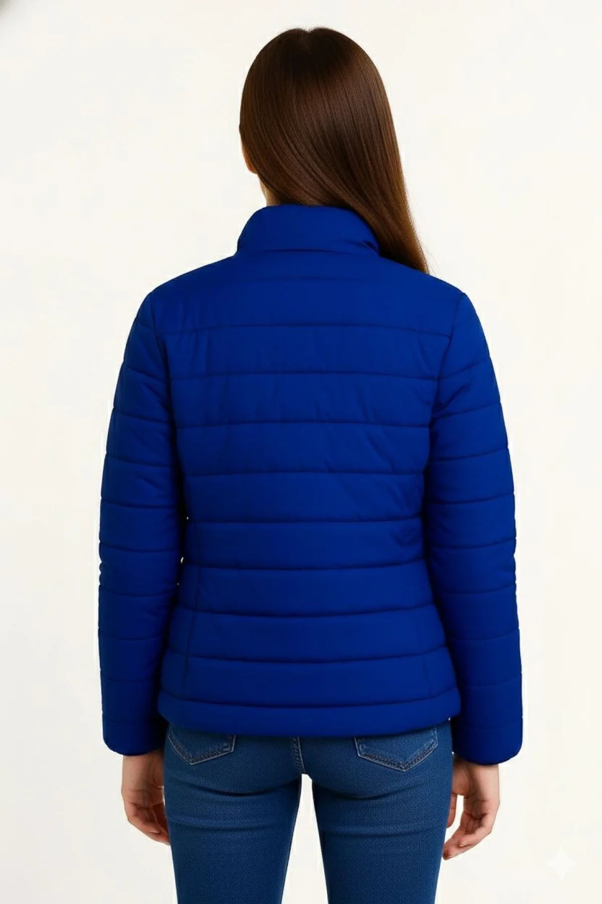 Kız Çocuk Şişme Mont Hafif ve Sıcak Tutucu Kışlık Fermuarlı Su İtici Rahat Günlük Mont Kapüşonuz Modern Tasarım - Saks Mavisi