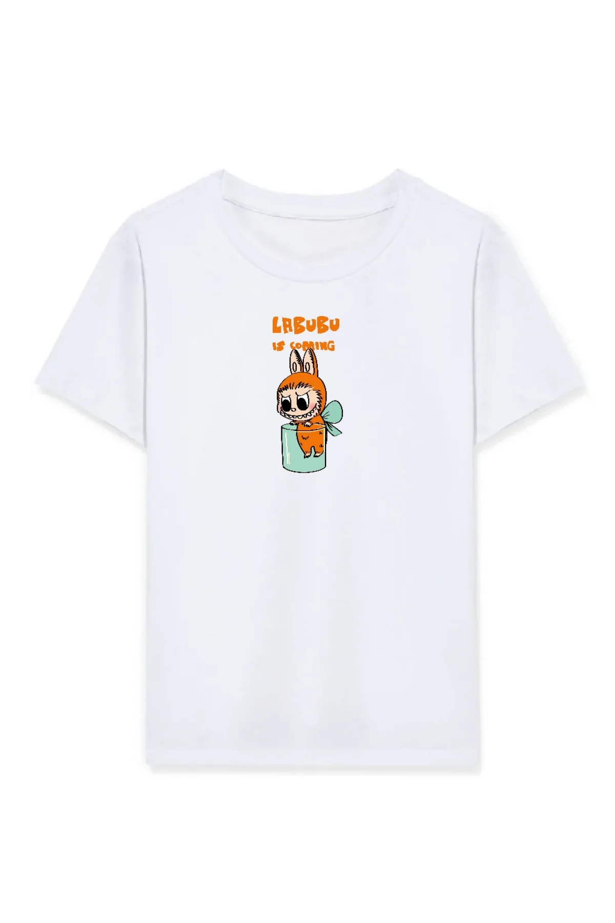 Kız Labubu Çocuk Baskılı T-Shirt - Beyaz