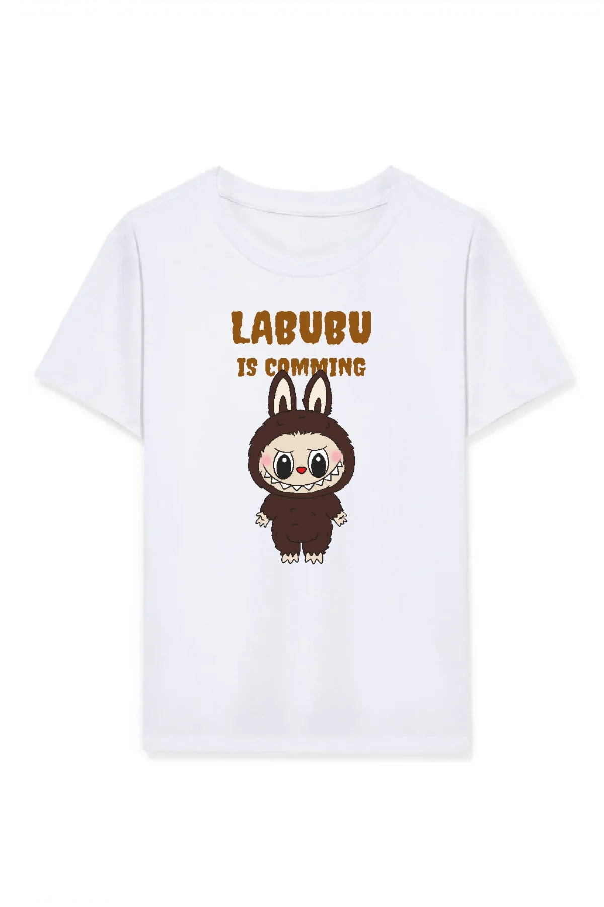 Kız Labubu Çocuk Baskılı T-Shirt - Beyaz