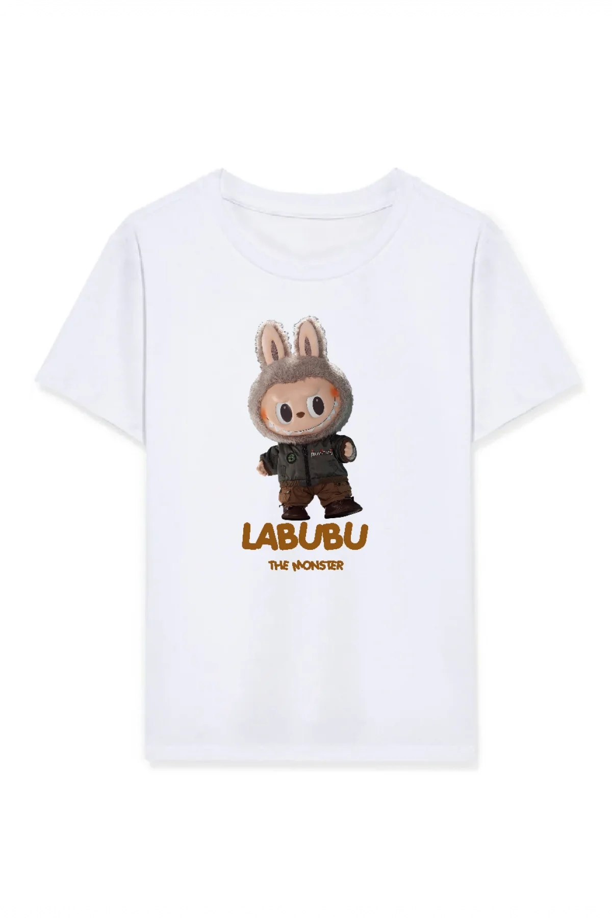 Kız Labubu Çocuk Baskılı T-Shirt - Beyaz