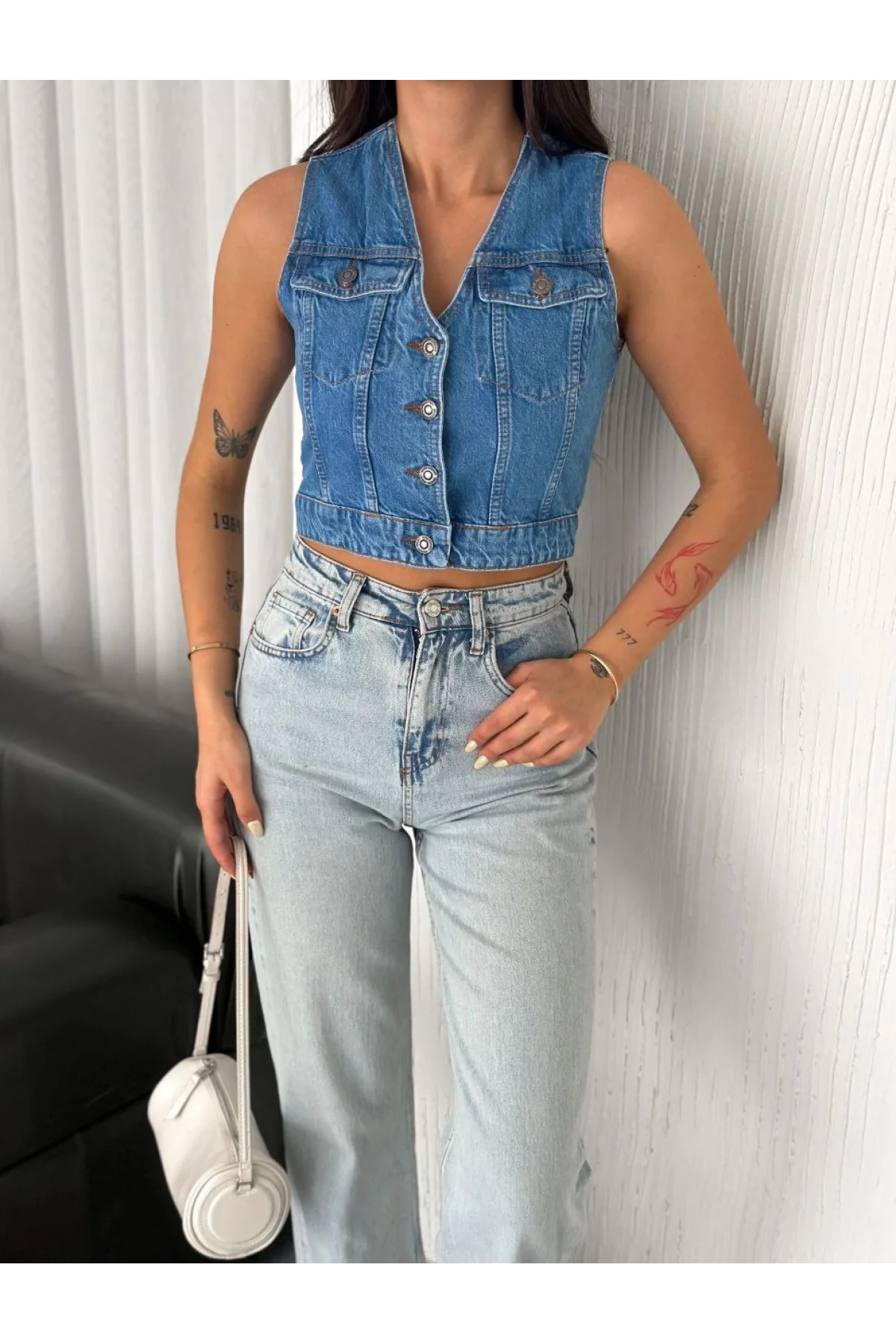 Kot Jeans Kadın Yelek - Mavi