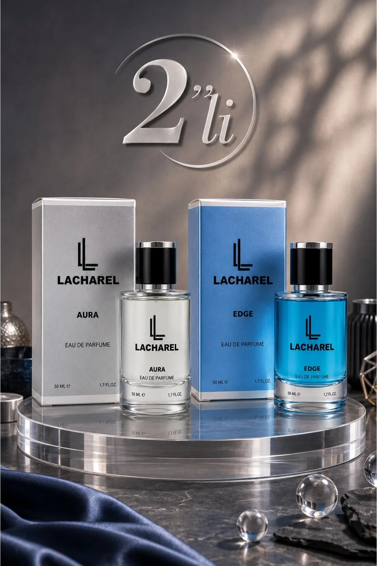 LACHAREL Aura ve Edge 2li Erkek Parfüm Seti Eau De Parfum 2x50 ML
