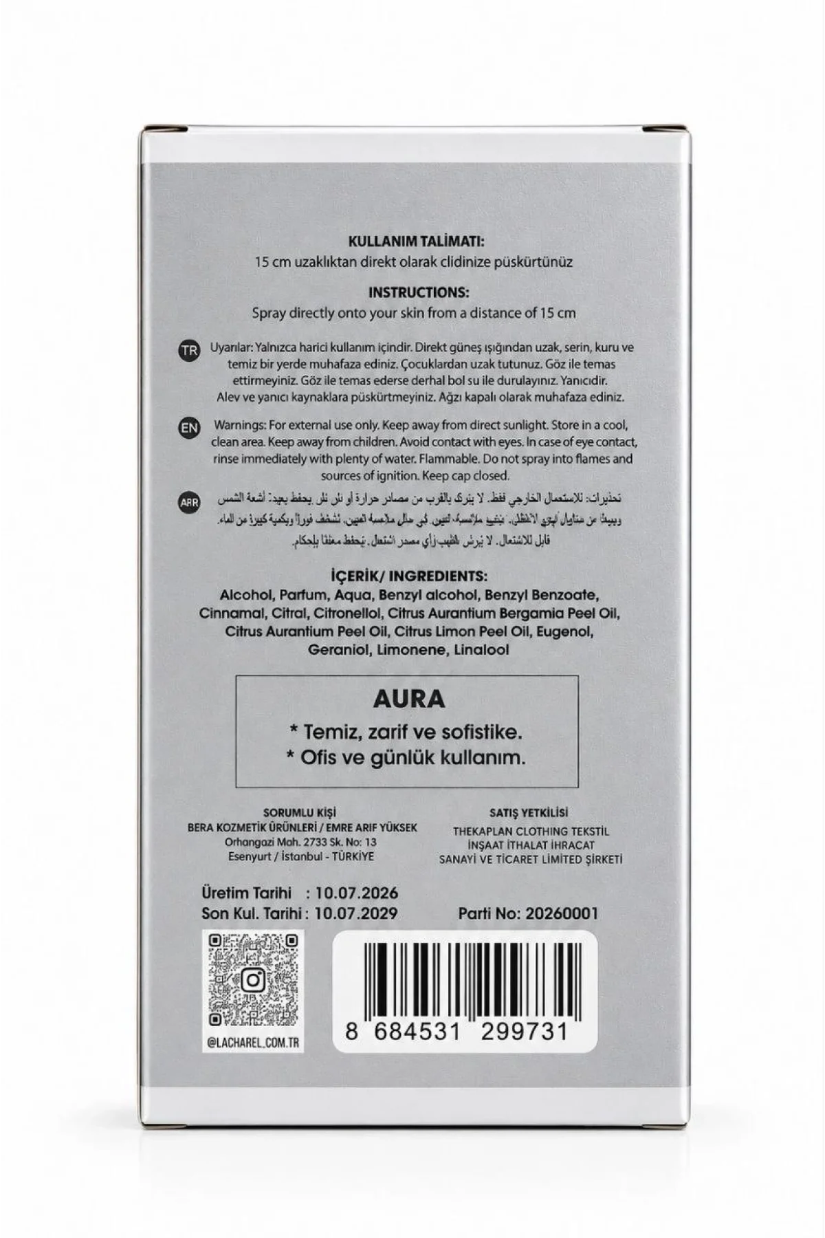 LACHAREL Aura ve Edge 2li Erkek Parfüm Seti Eau De Parfum 2x50 ML