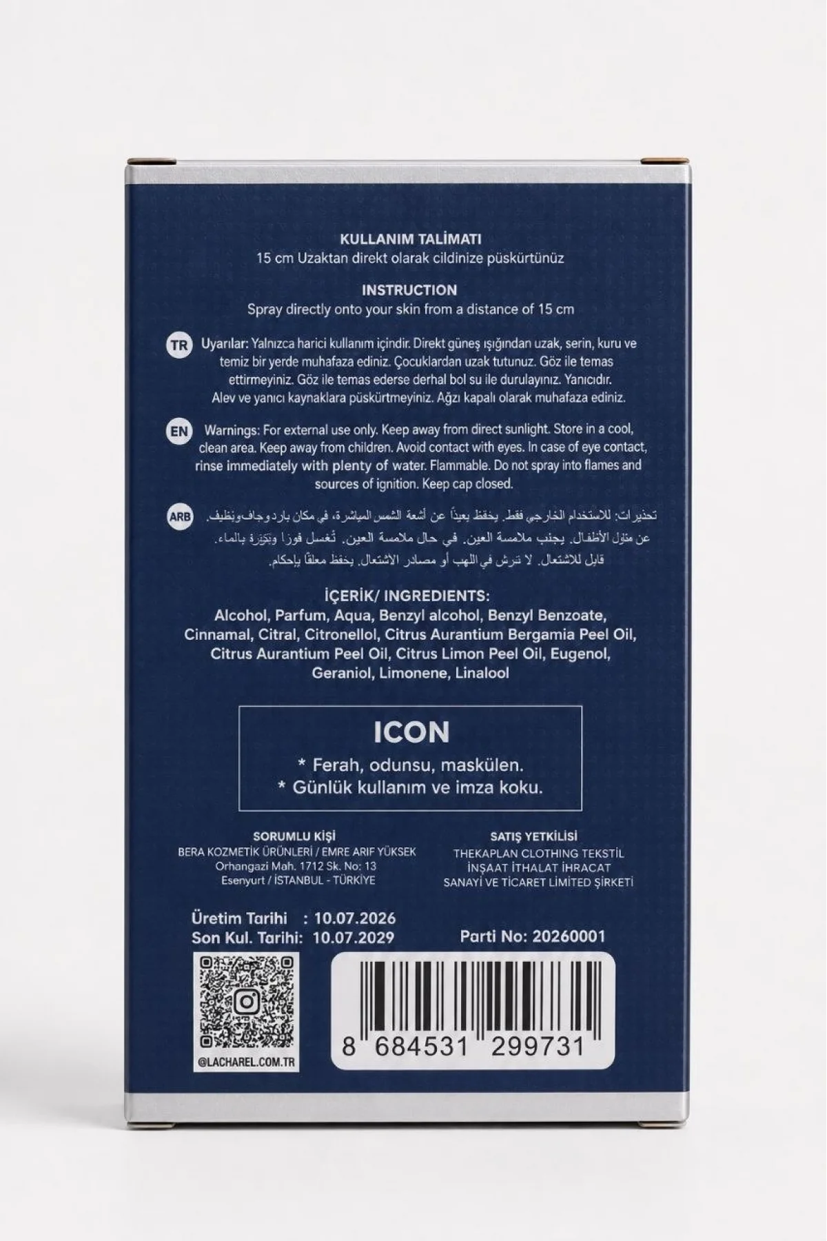 LACHAREL Icon Eau De Parfum 50 ML Ferah Odunsu Amber Maskülen Parfüm