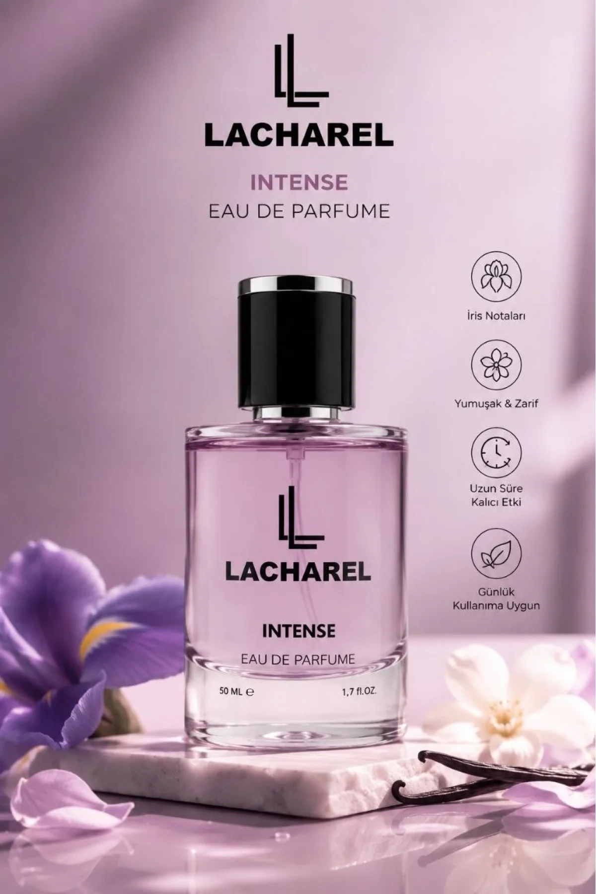 LACHAREL Intense Eau De Parfum 50 ML Baharatlı İris ve Vanilya Notalı Yoğun Parfüm