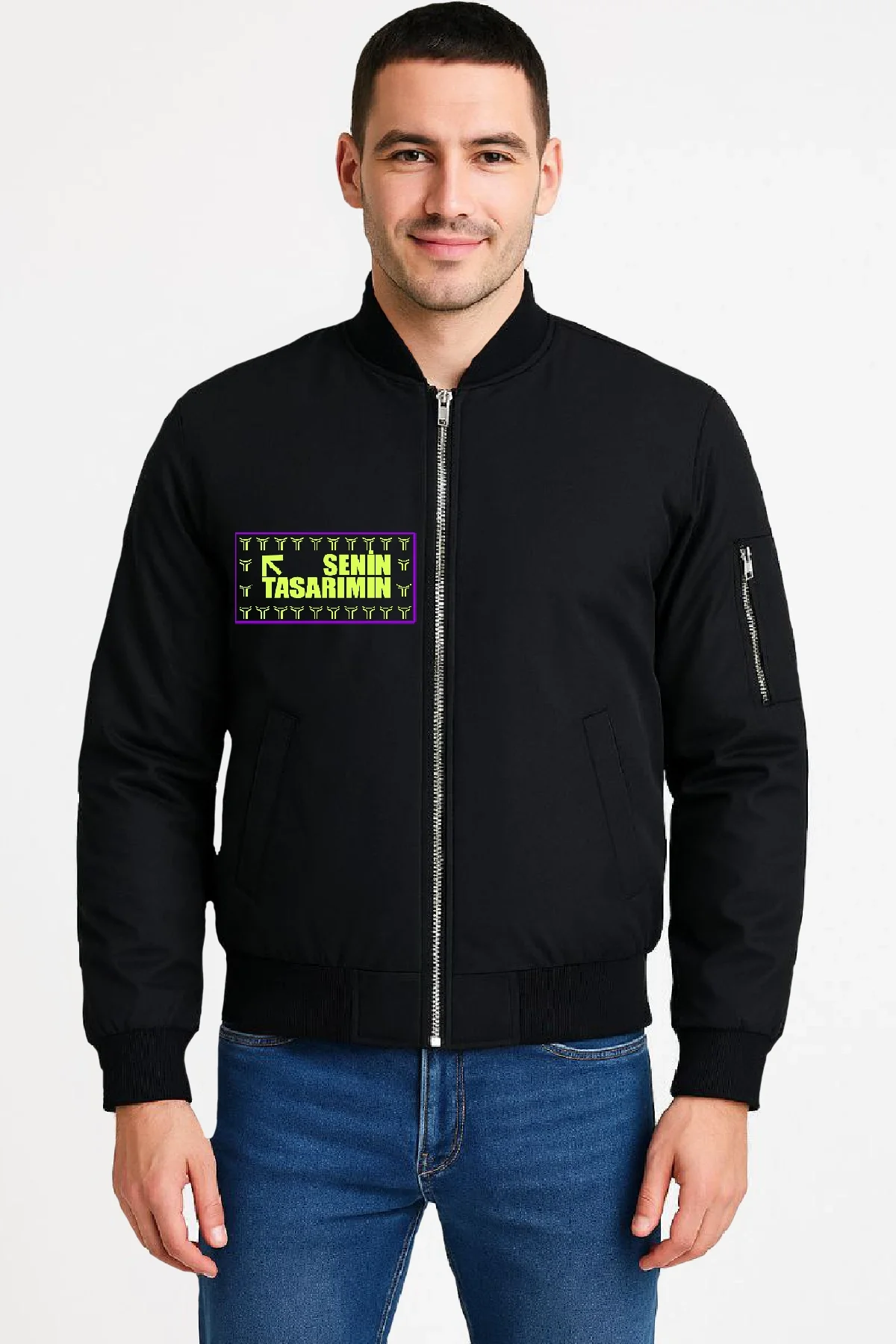 Ön Bomber Ceket - Siyah