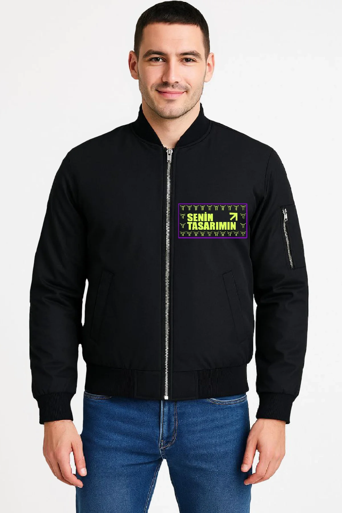 Ön Bomber Ceket - Siyah