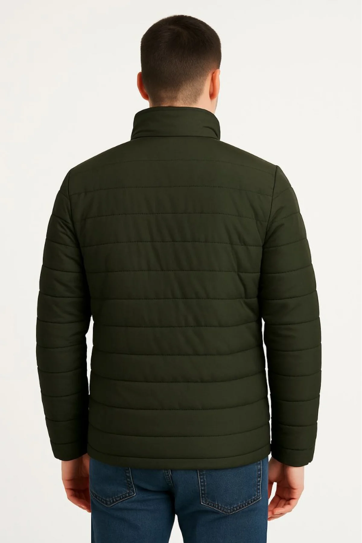 Ön Bomber Mont Ceket Kapitone Astarlı, Fermuarlı, Kışlık - Haki