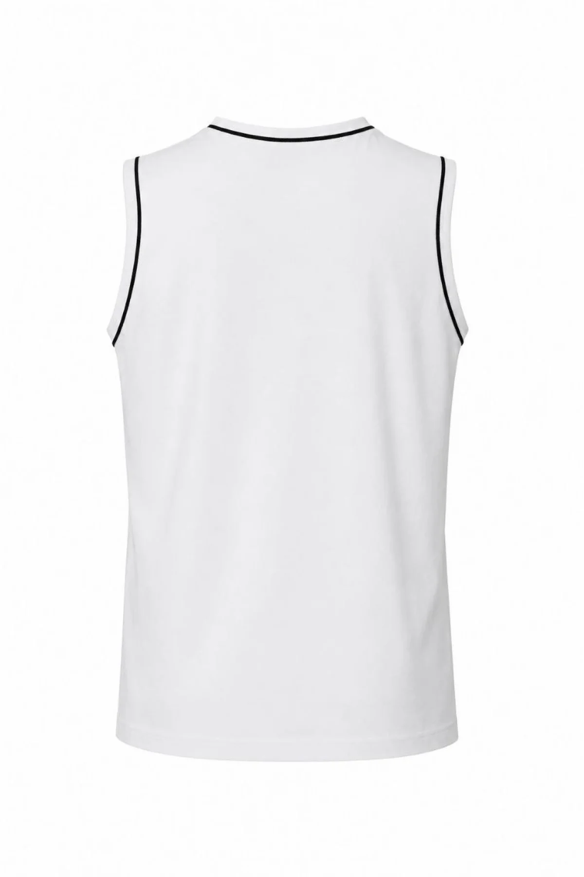 Ön Unisex Pamuklu Bisiklet Yaka Kolsuz Atlet Kontrast Biyeli Regular Fit - Beyaz