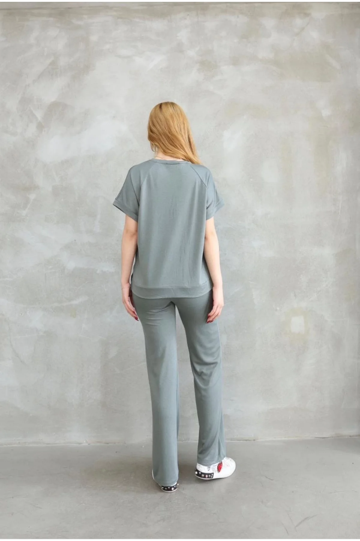 Osy Modal Yumuşak dokulu Kumaş Bisiklet Yaka Kısa Kollu Takım - Mint Yeşili