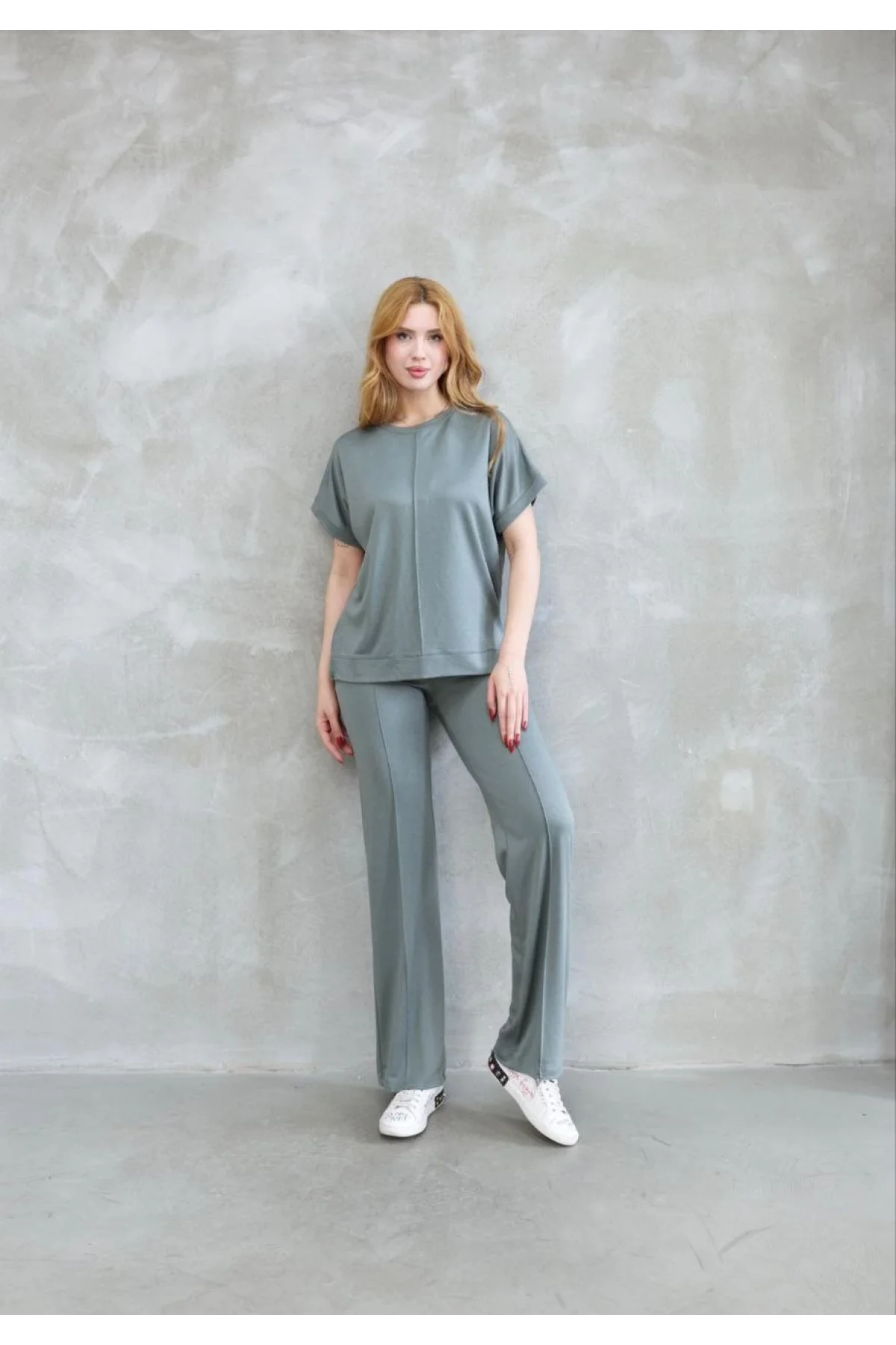 Osy Modal Yumuşak dokulu Kumaş Bisiklet Yaka Kısa Kollu Takım - Mint Yeşili