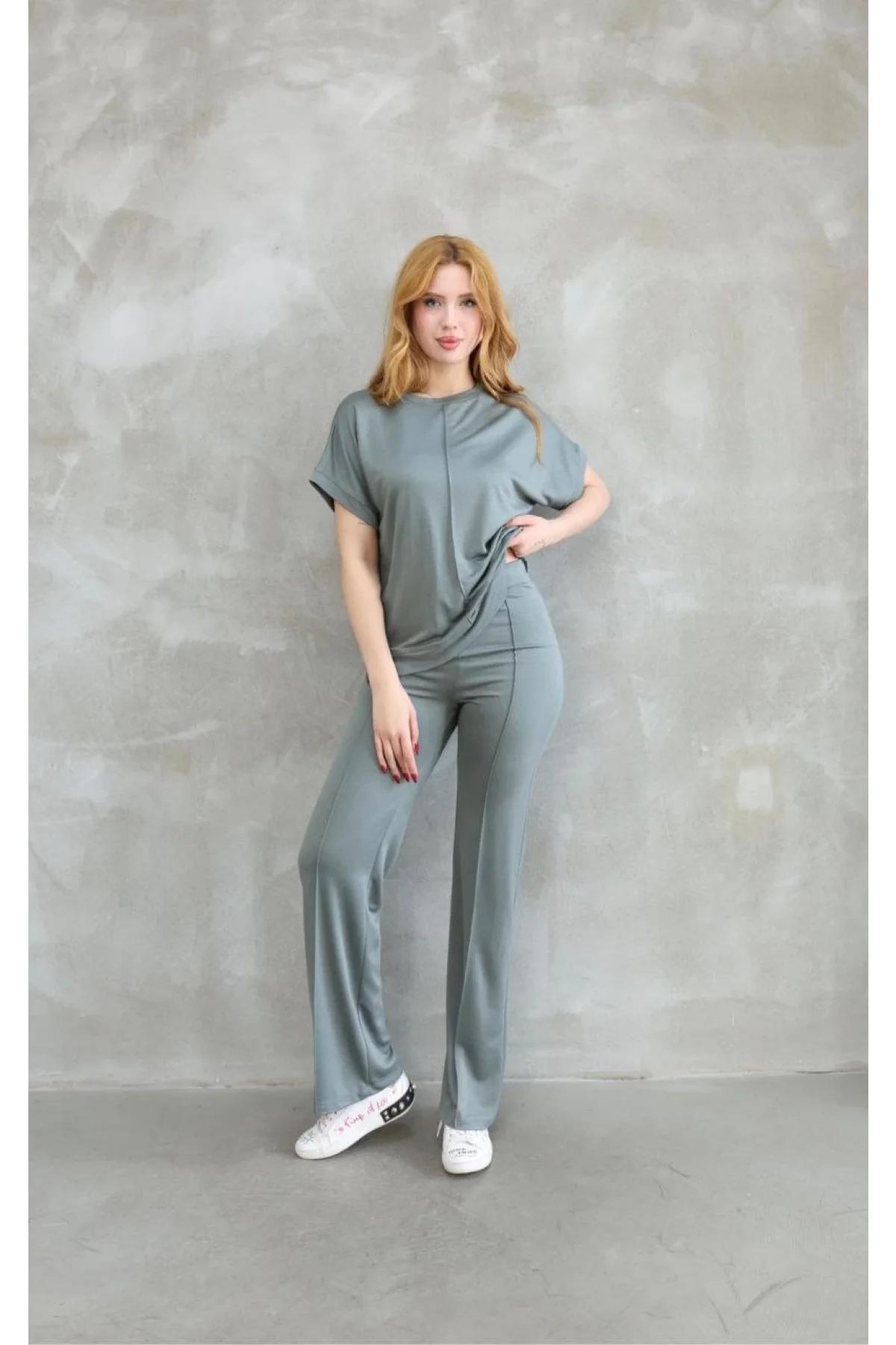 Osy Modal Yumuşak dokulu Kumaş Bisiklet Yaka Kısa Kollu Takım - Mint Yeşili