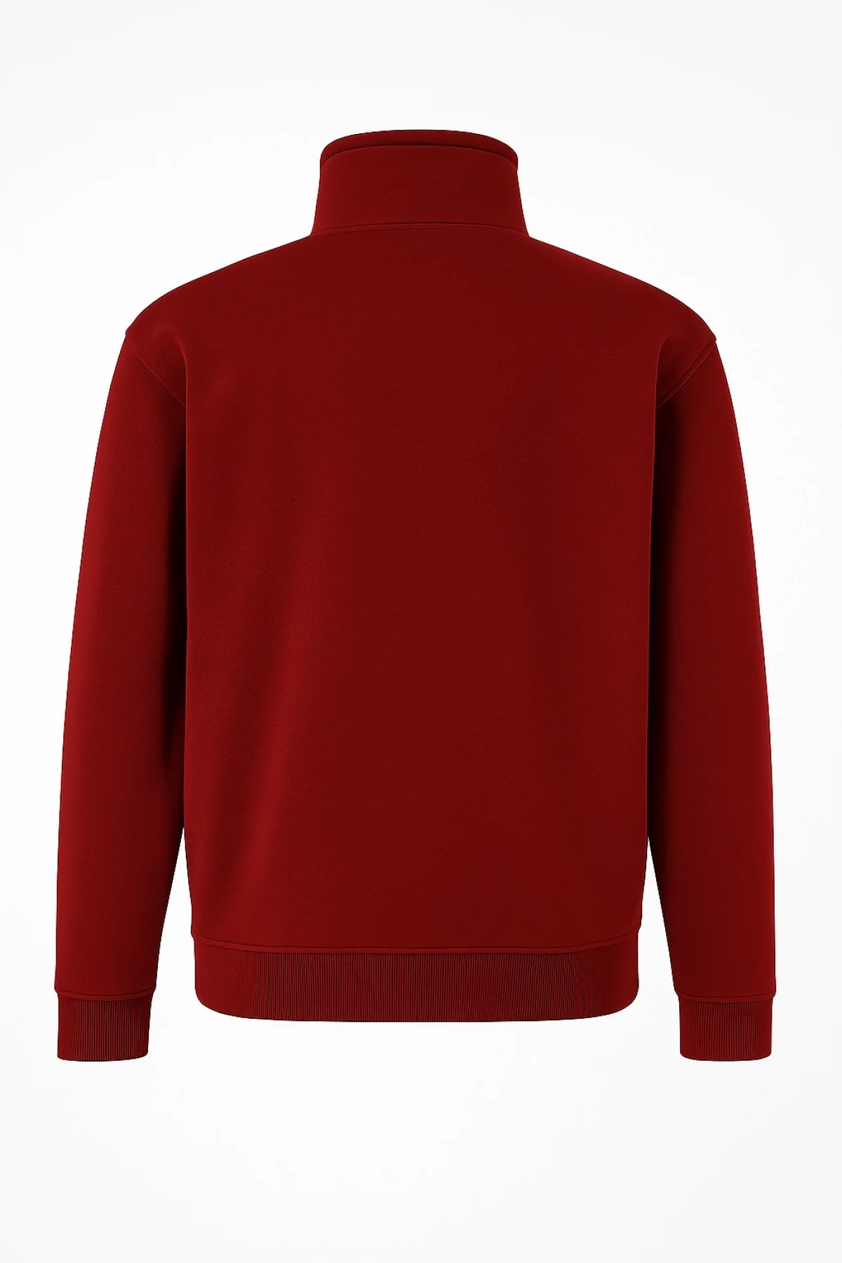 Ön Yarım Fermuarlı Oversize Yakalı Basic SweatShirt - Kırmızı