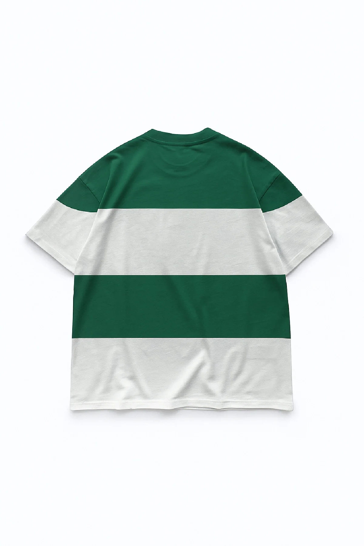 Ön Parçali İki İplik Oversize Tişört - Yeşil