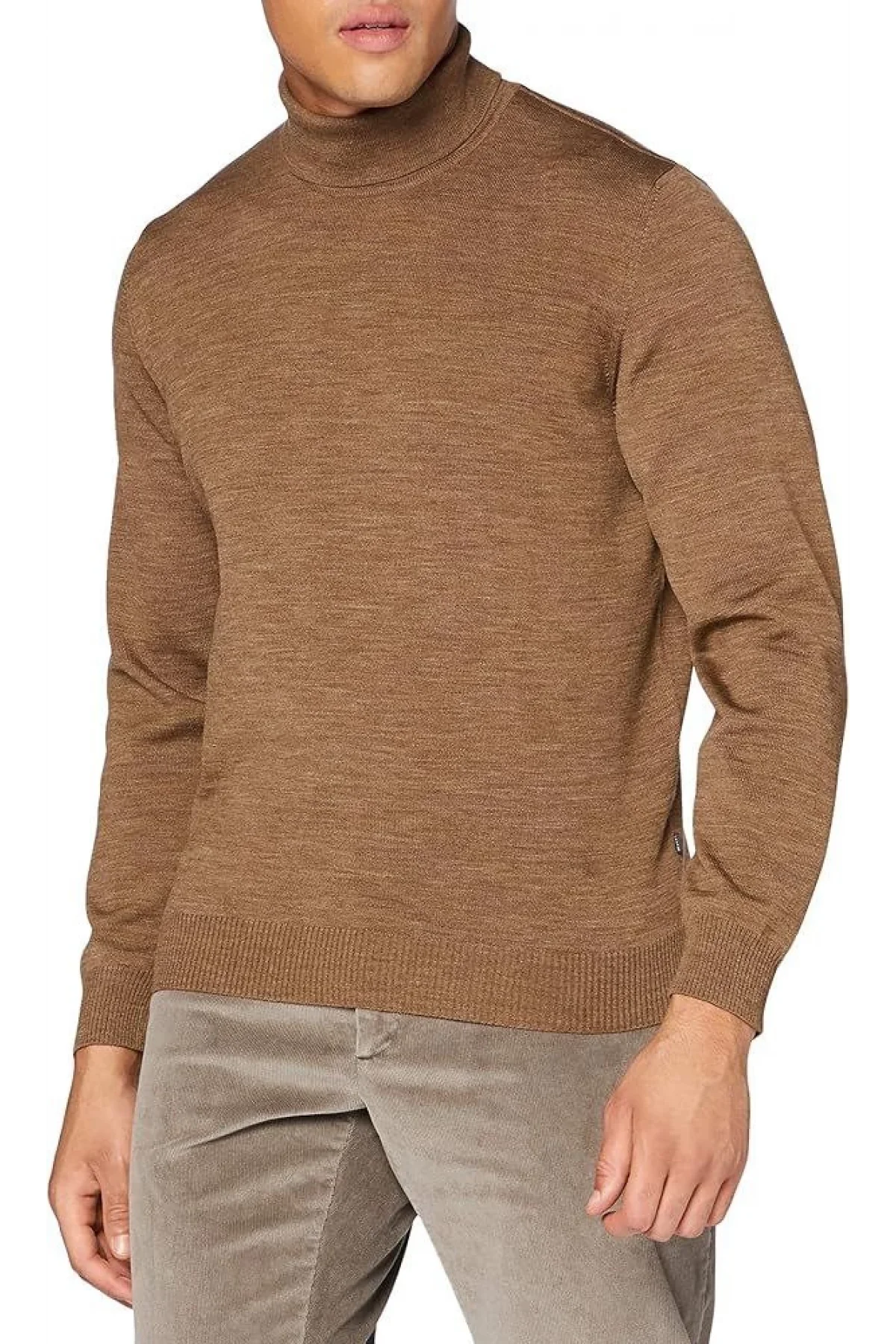 Erkek Tam Boğazlı Balıkçı Yaka Kazak Uzun Kol Düz Dokuma Triko - Vizyon