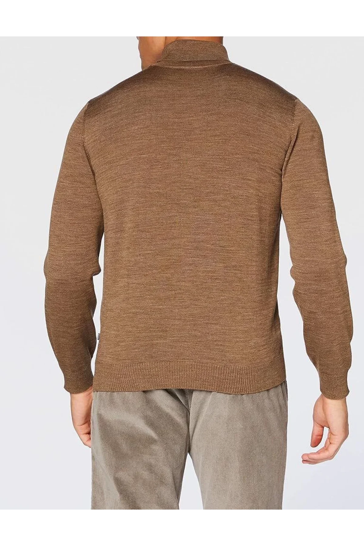 Erkek Tam Boğazlı Balıkçı Yaka Kazak Uzun Kol Düz Dokuma Triko - Vizyon