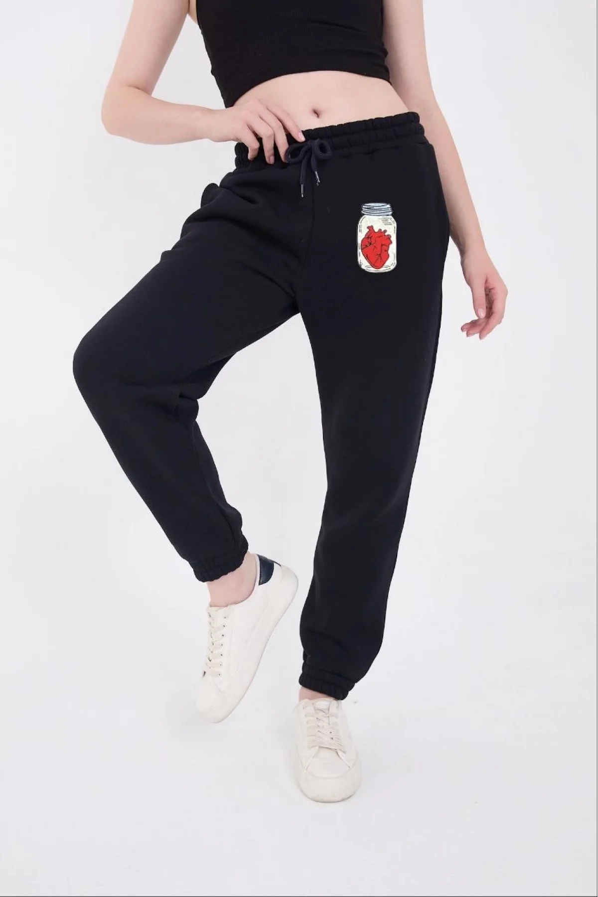 Üç İplik Lastikli Baskılı Eşofman Pantolon - Lacivert