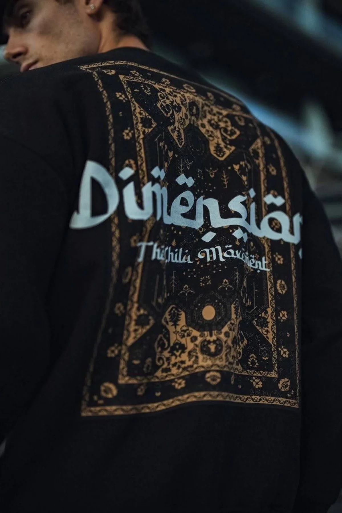 Erkek 3 iplik Pamuklu Bisiklet Yaka Baskılı SweatShirt - Siyah