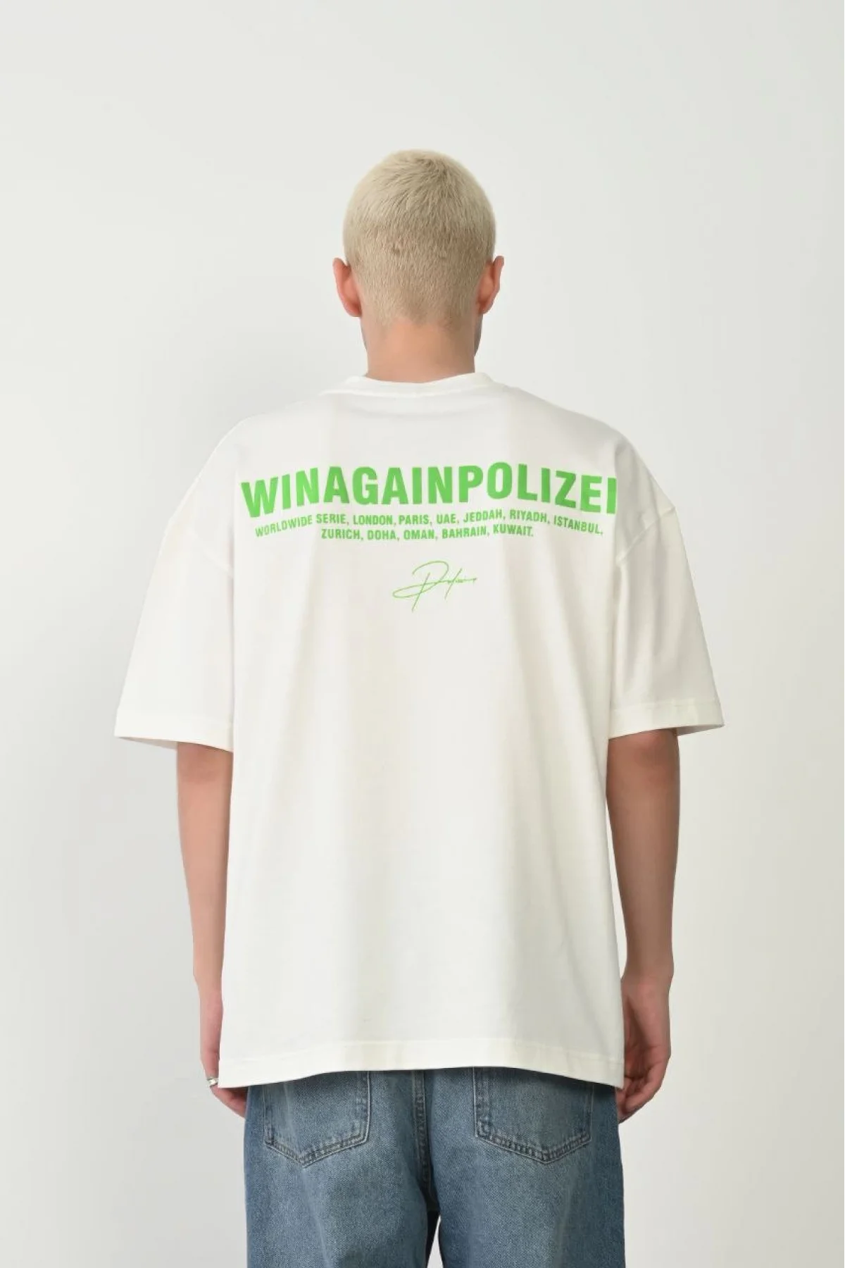 Erkek Baskılı T-Shirt Kısa Kol Bisiklet Yaka Rahat Kalıp Tişört - Beyaz