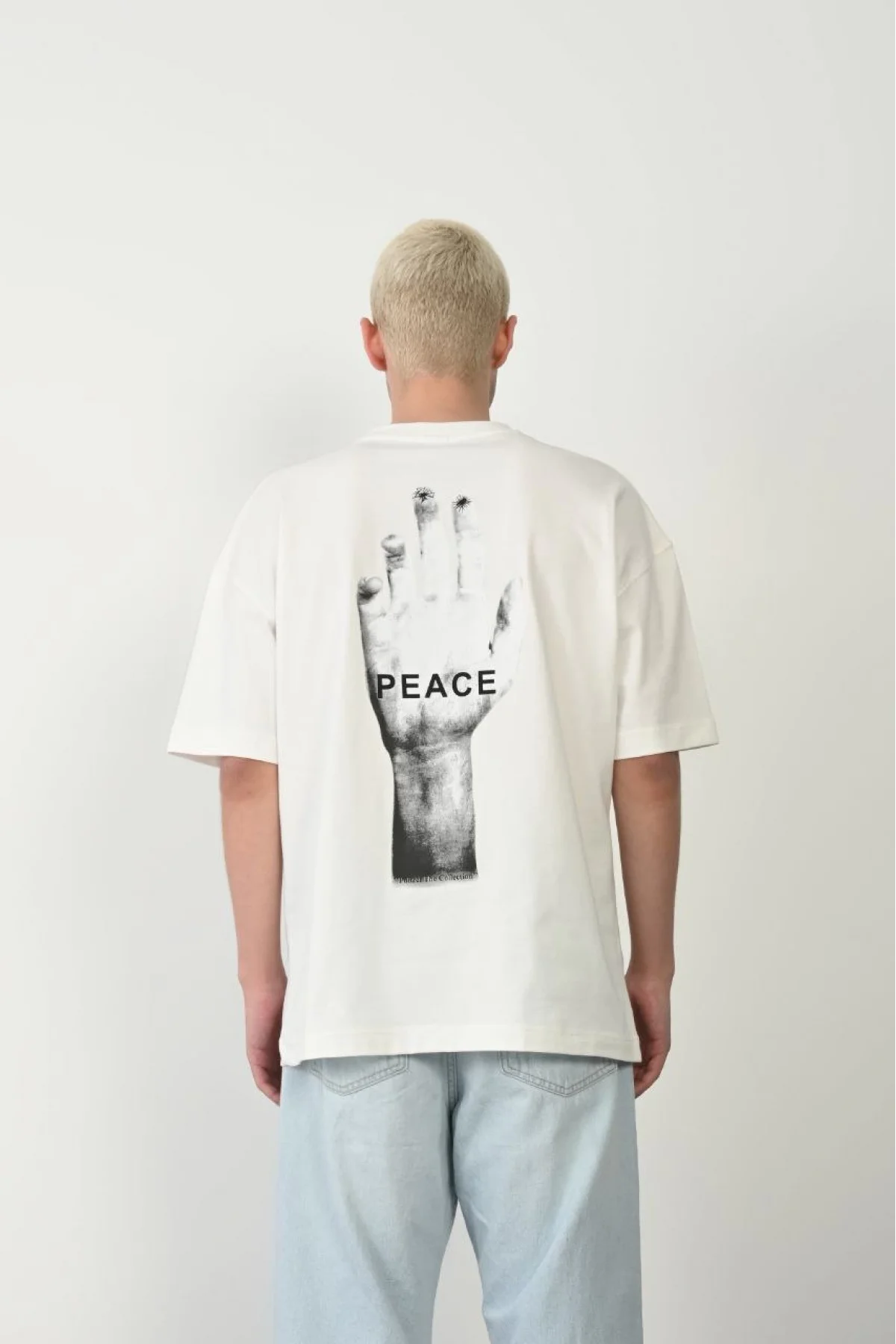 Erkek Baskılı T-Shirt Kısa Kol Bisiklet Yaka Rahat Kalıp Tişört - Beyaz