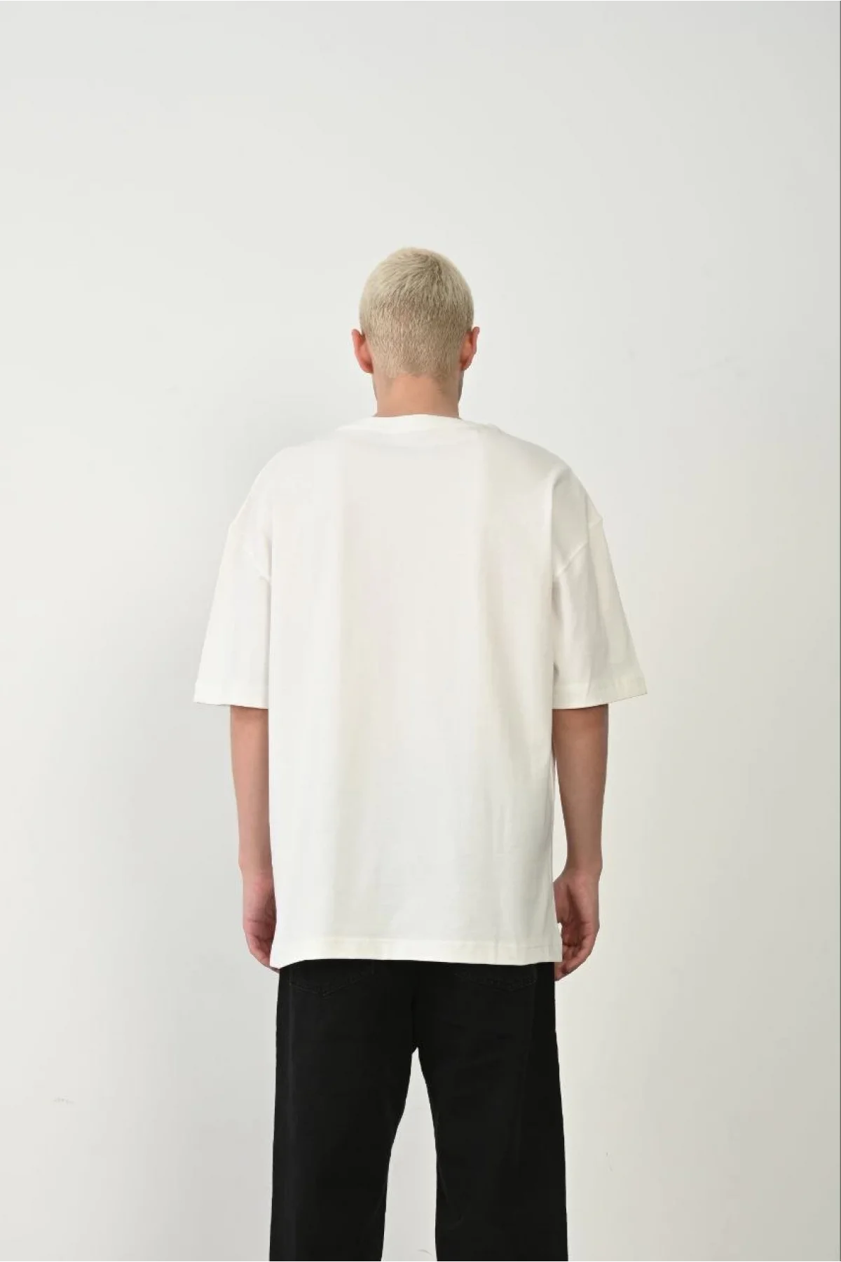 Erkek Baskılı T-Shirt Kısa Kol Bisiklet Yaka Rahat Kalıp Tişört  - Beyaz