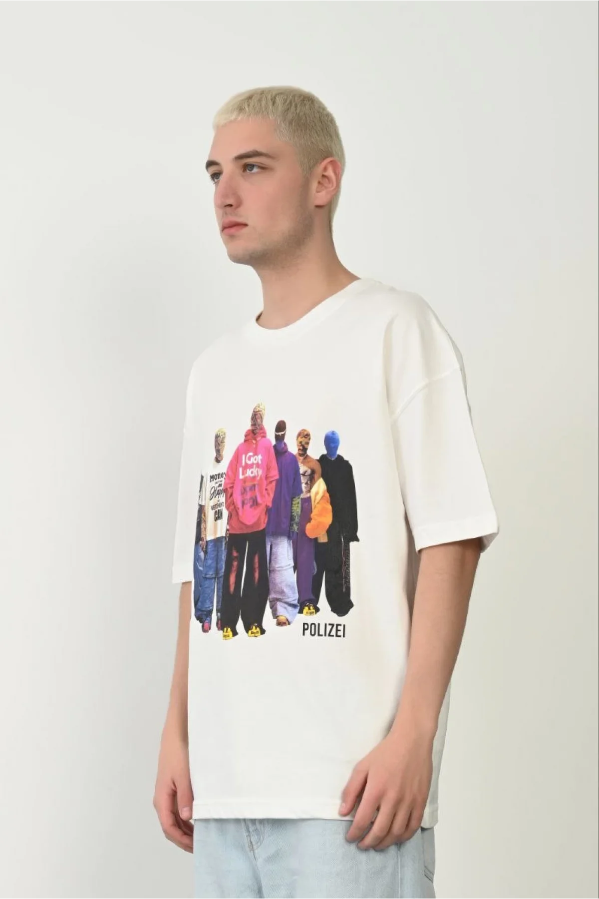 Erkek Baskılı T-Shirt Kısa Kol Bisiklet Yaka Rahat Kalıp Tişört  - Beyaz