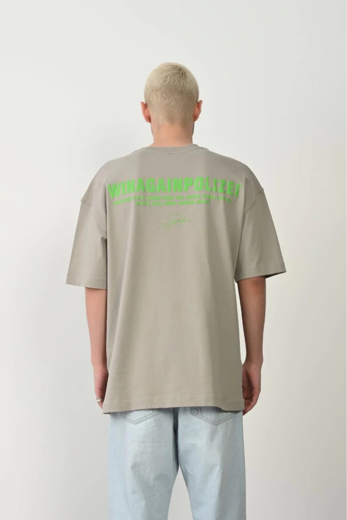 Erkek Baskılı T-Shirt Kısa Kol Bisiklet Yaka Rahat Kalıp Tişört  - Boyalı Gri