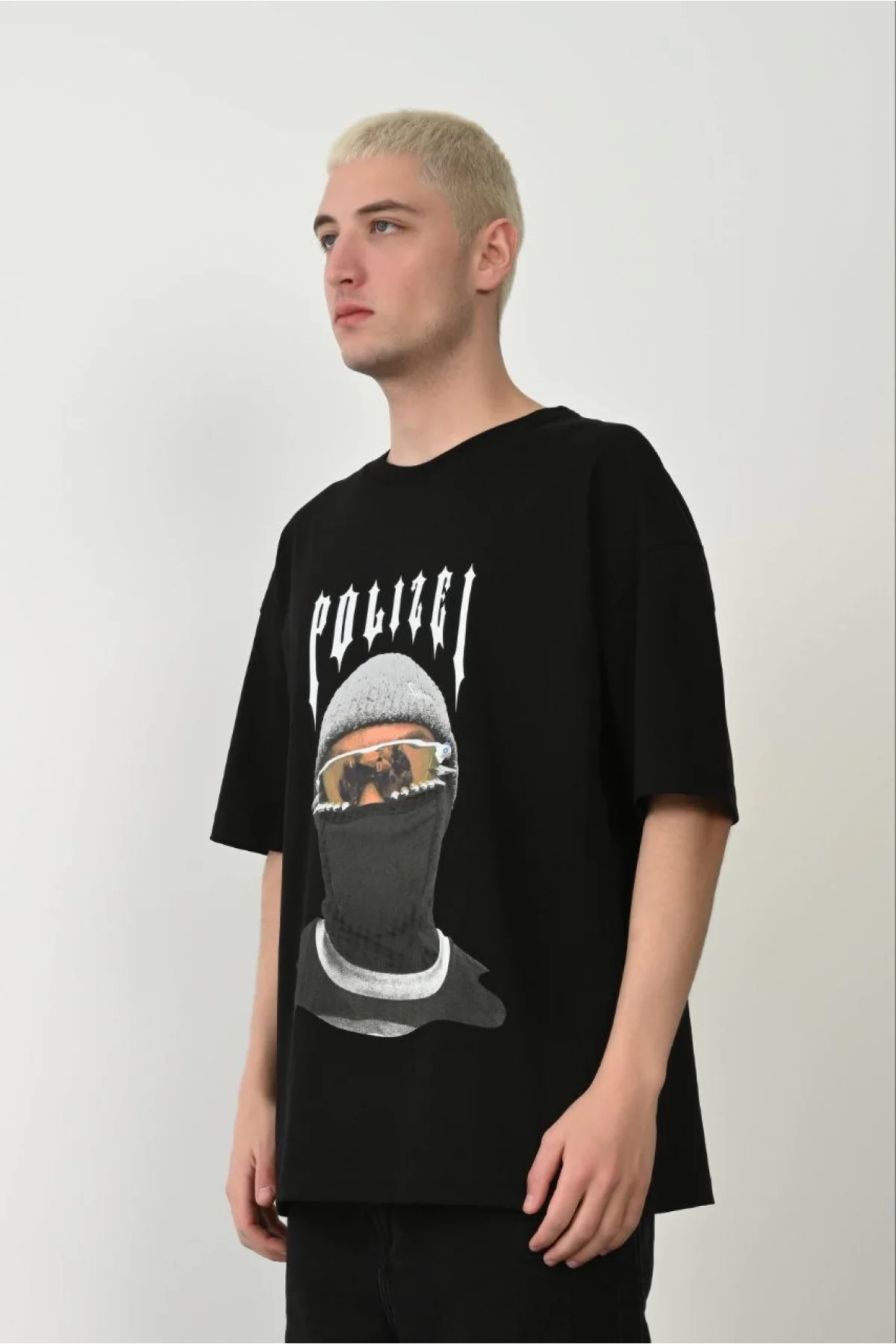 Erkek Baskılı T-Shirt Kısa Kol Bisiklet Yaka Rahat Kalıp Tişört  - Siyah