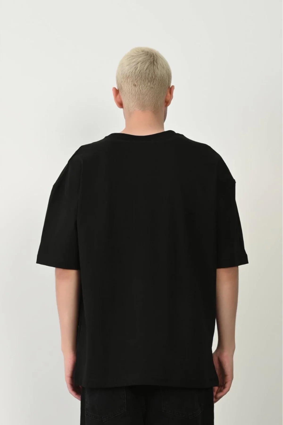 Erkek Baskılı T-Shirt Kısa Kol Bisiklet Yaka Rahat Kalıp Tişört  - Siyah