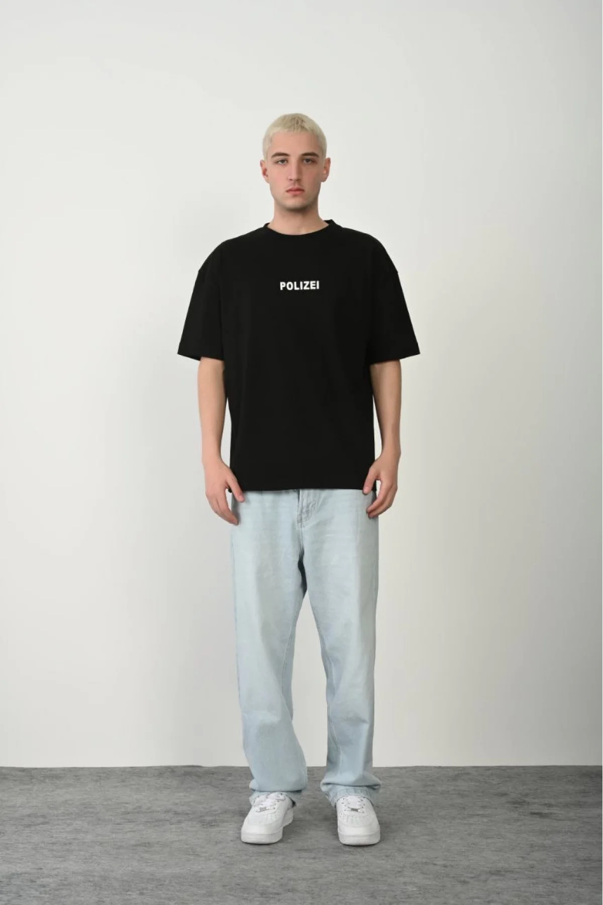 Erkek Baskılı T-Shirt Kısa Kol Bisiklet Yaka Rahat Kalıp Tişört - Siyah