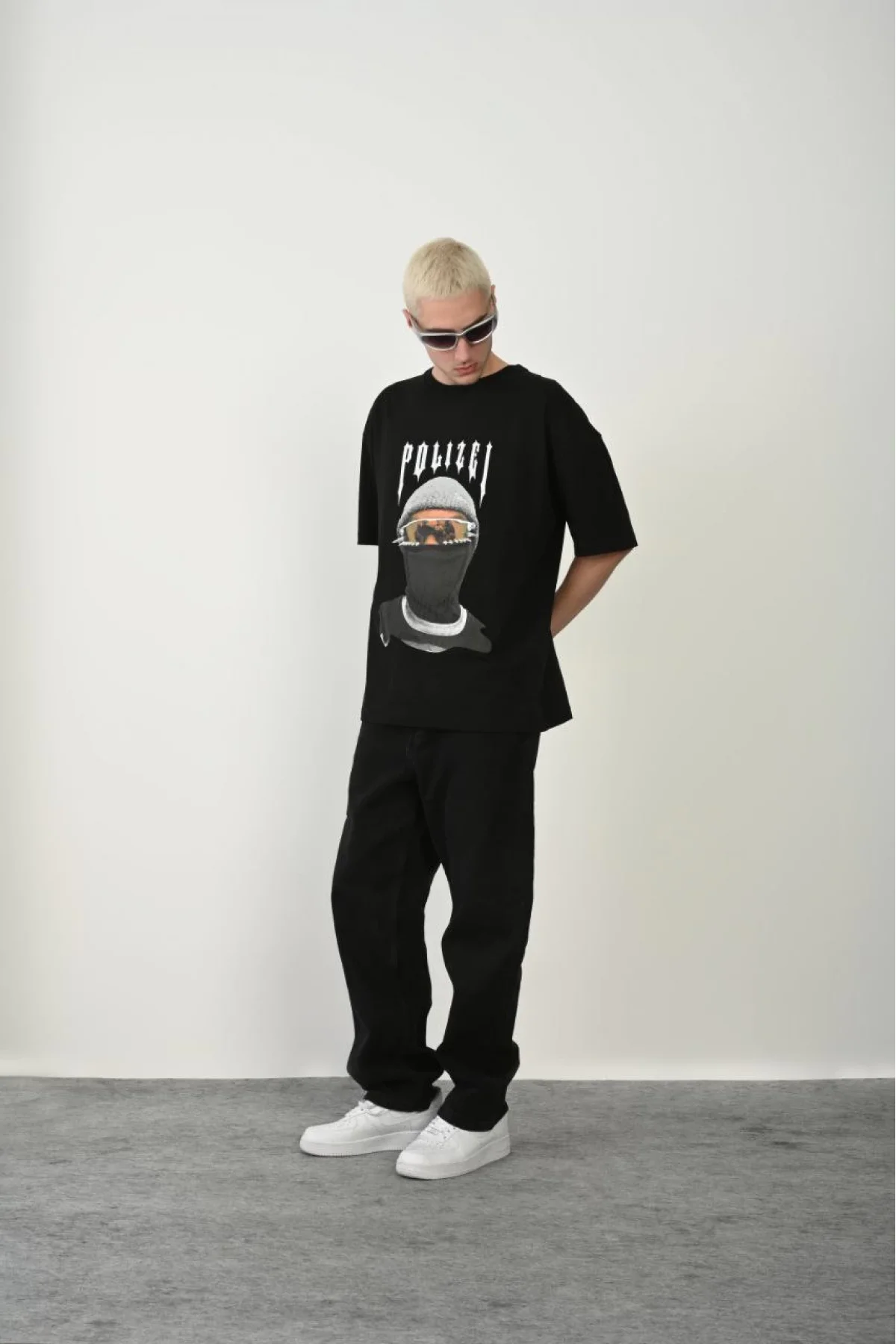 Erkek Baskılı T-Shirt Kısa Kol Bisiklet Yaka Rahat Kalıp Tişört  - Siyah