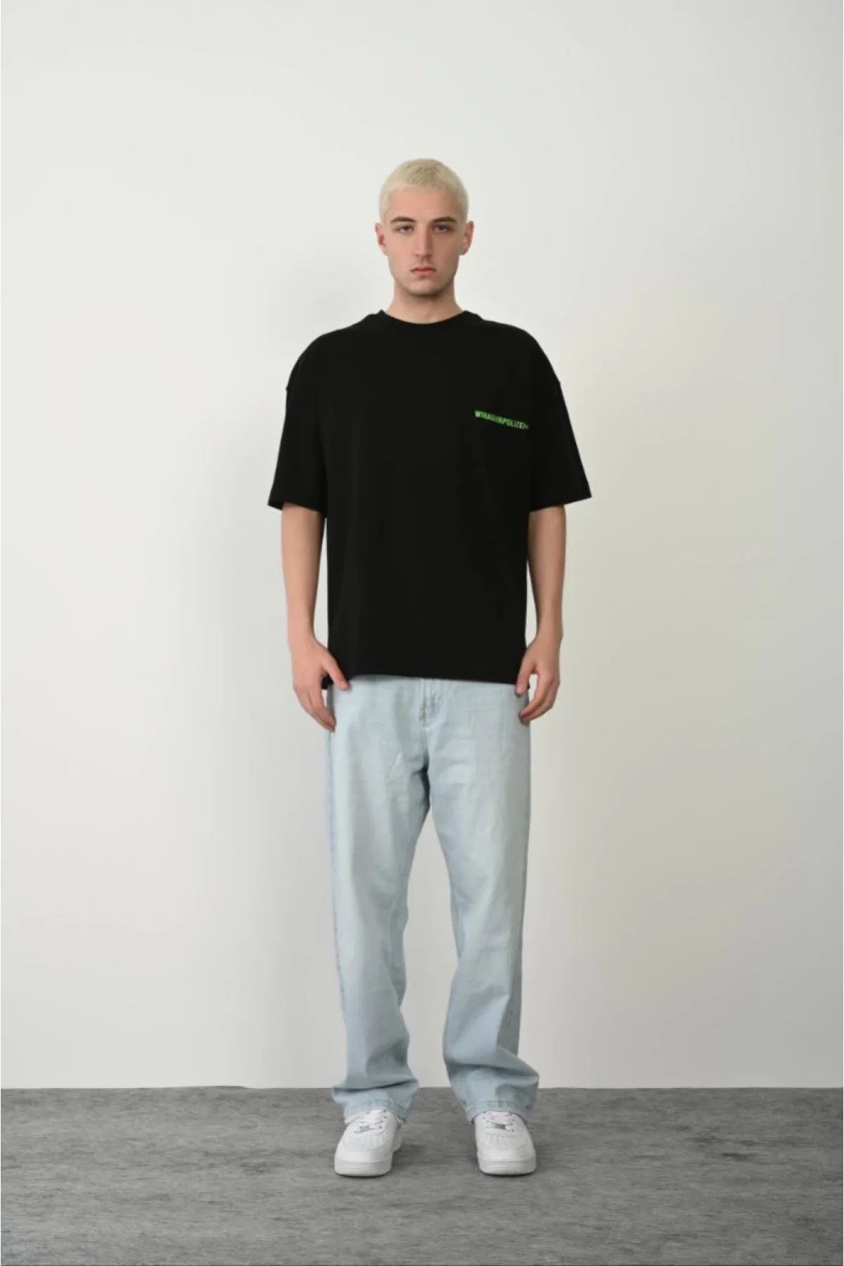 Erkek Baskılı T-Shirt Kısa Kol Bisiklet Yaka Rahat Kalıp Tişört  - Siyah