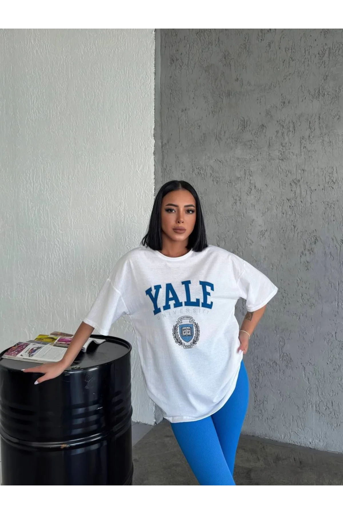 Kadın Baskılı T-Shirt Kısa Kol Bisiklet Yaka Regular Fit Rahat Kalıp Günlük Tişört - Beyaz
