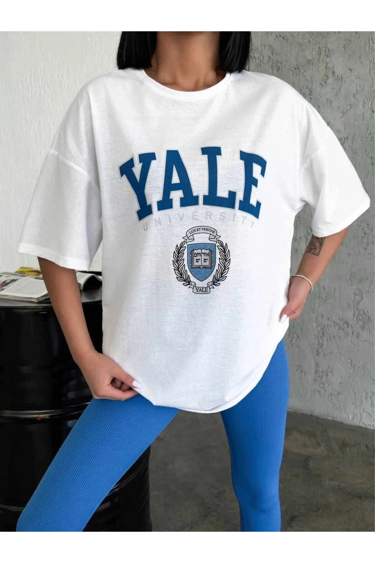 Kadın Baskılı T-Shirt Kısa Kol Bisiklet Yaka Regular Fit Rahat Kalıp Günlük Tişört - Beyaz