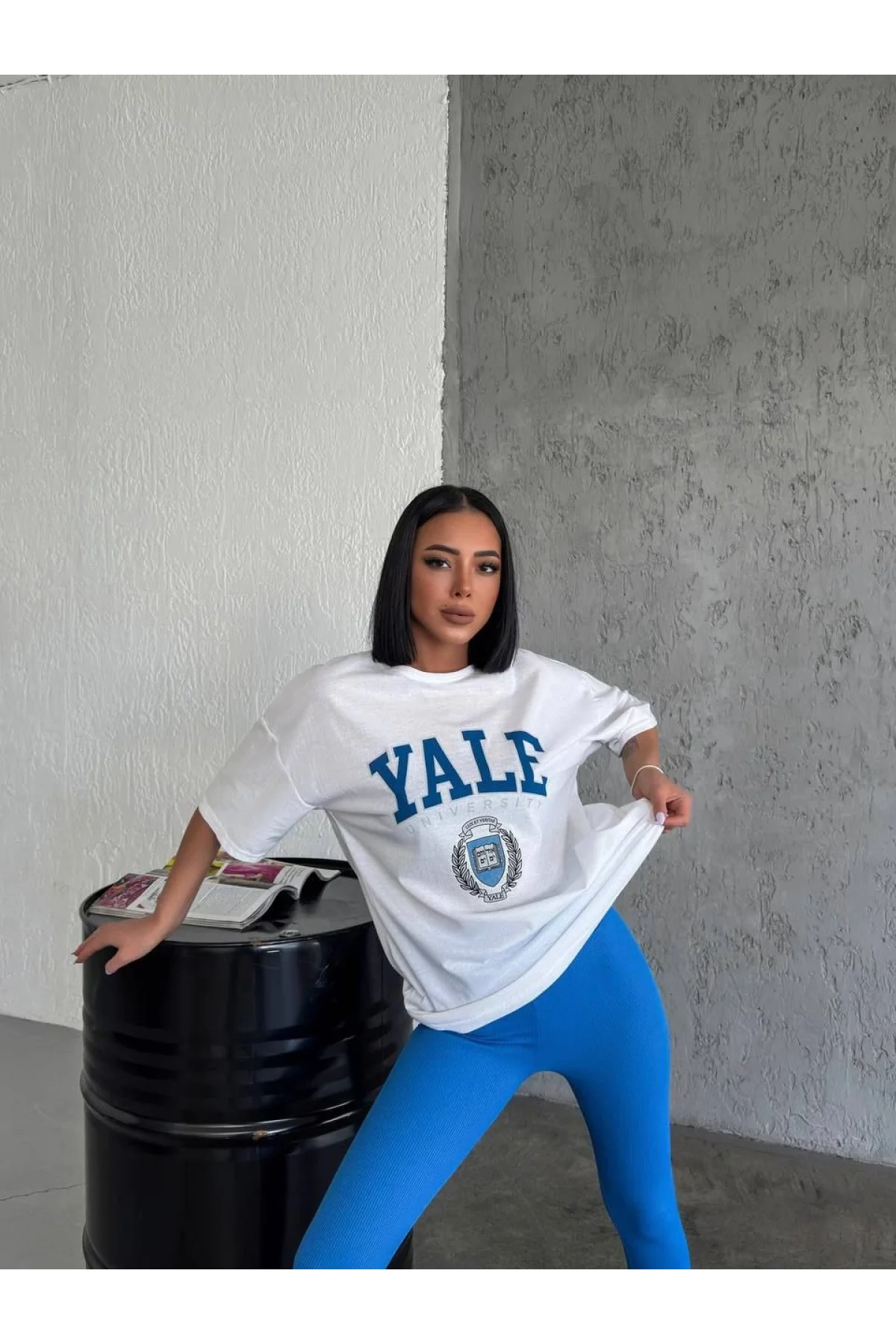 Kadın Baskılı T-Shirt Kısa Kol Bisiklet Yaka Regular Fit Rahat Kalıp Günlük Tişört - Beyaz