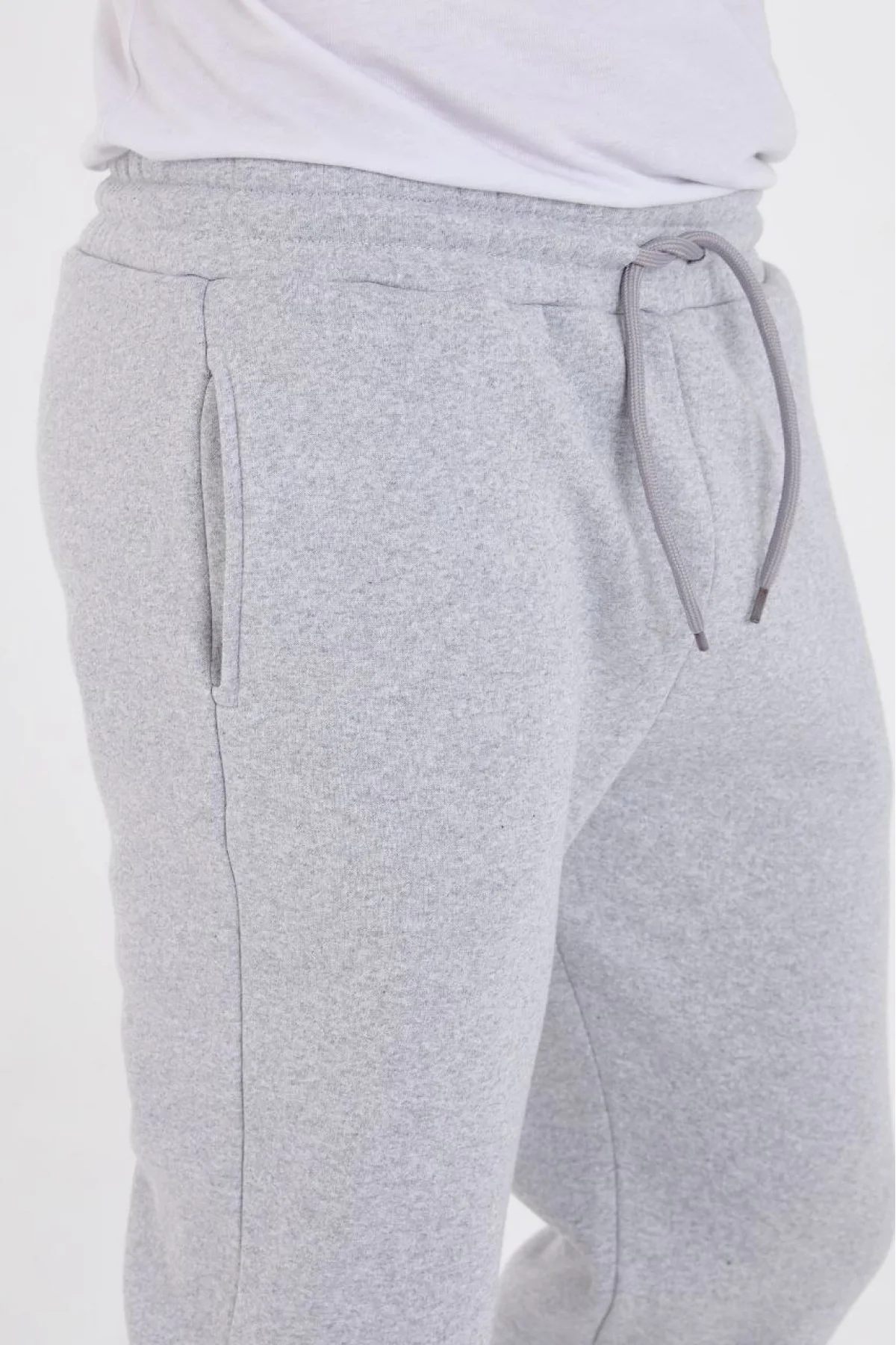Unisex Kışlık Üç İplik Lastikli Eşofman Pantolon - Gri
