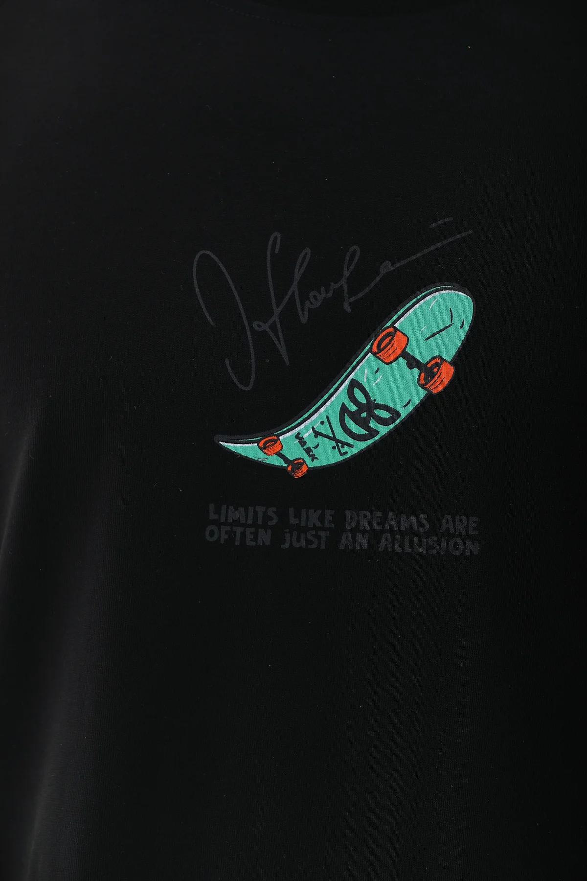 Erkek Kısa Kol Baskılı Bisiklet Yaka T-Shirt - Siyah