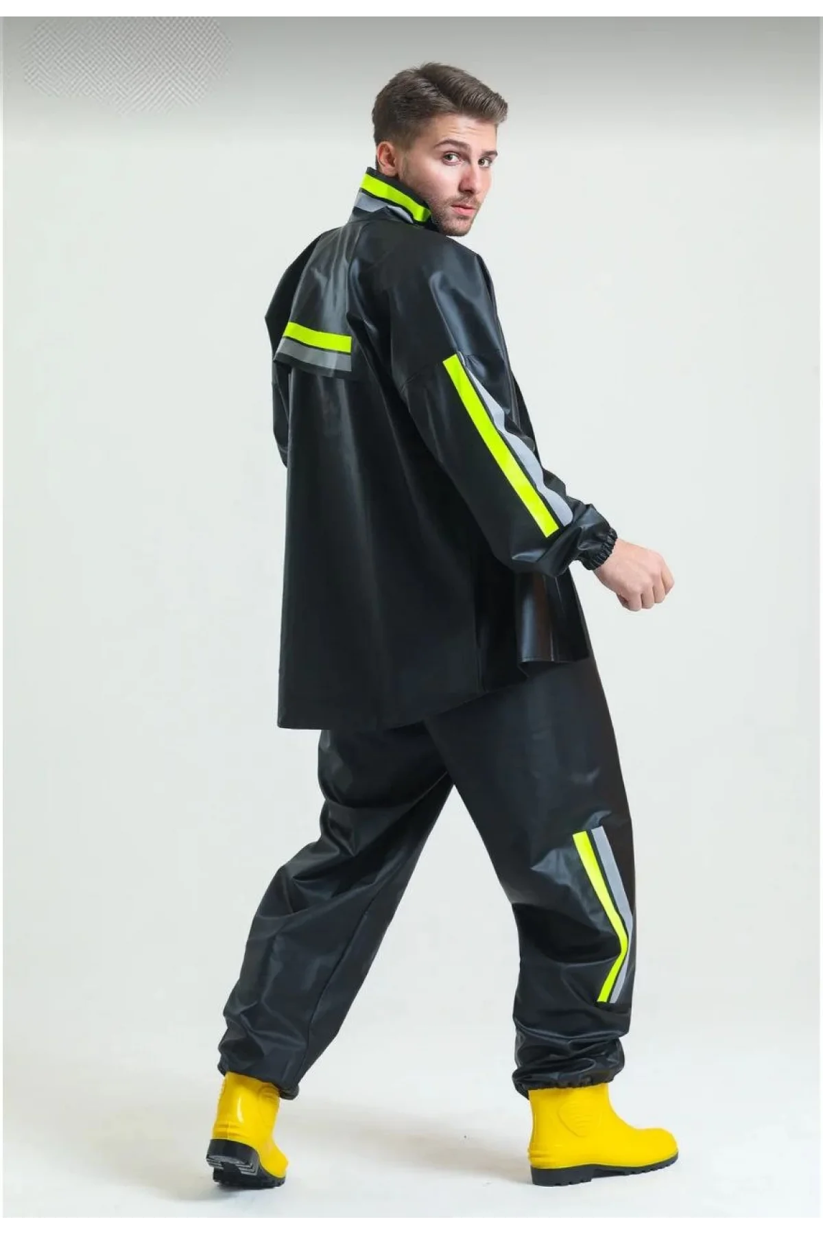 Motorcu Kurye Su Geçirmez Yağmurluk Takım - Siyah