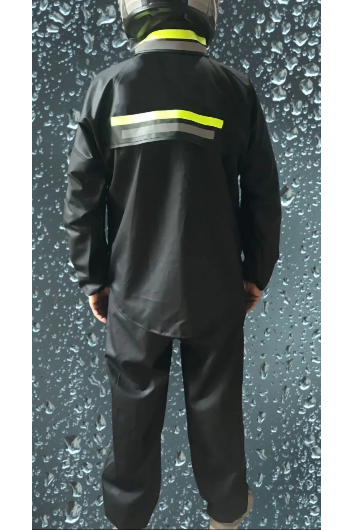 Motorcu Kurye Su Geçirmez Yağmurluk Takım - Siyah